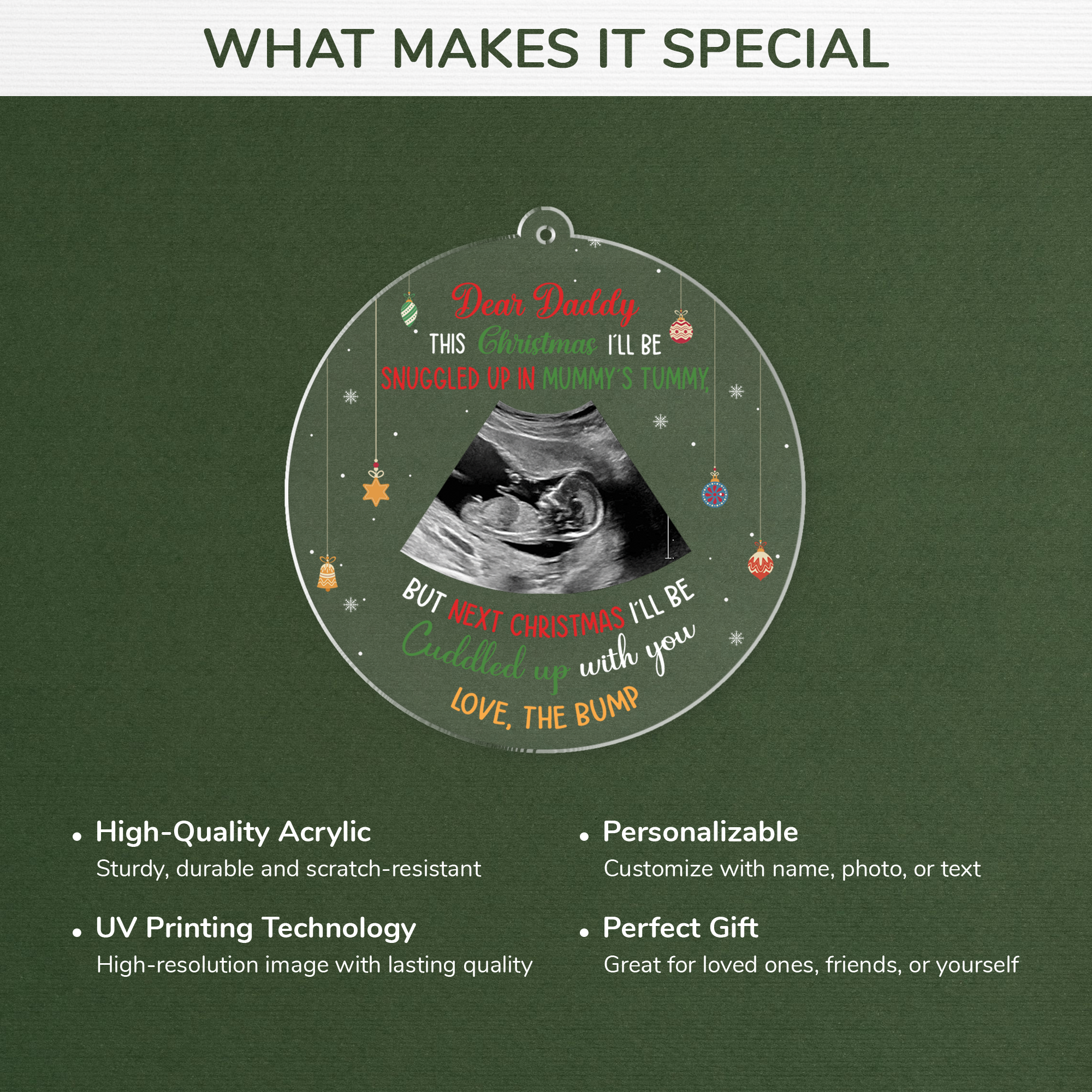 5428OUS4 custom dad to be gifts_ acylic ultrasound christmas ornament_ 5428OKU5B