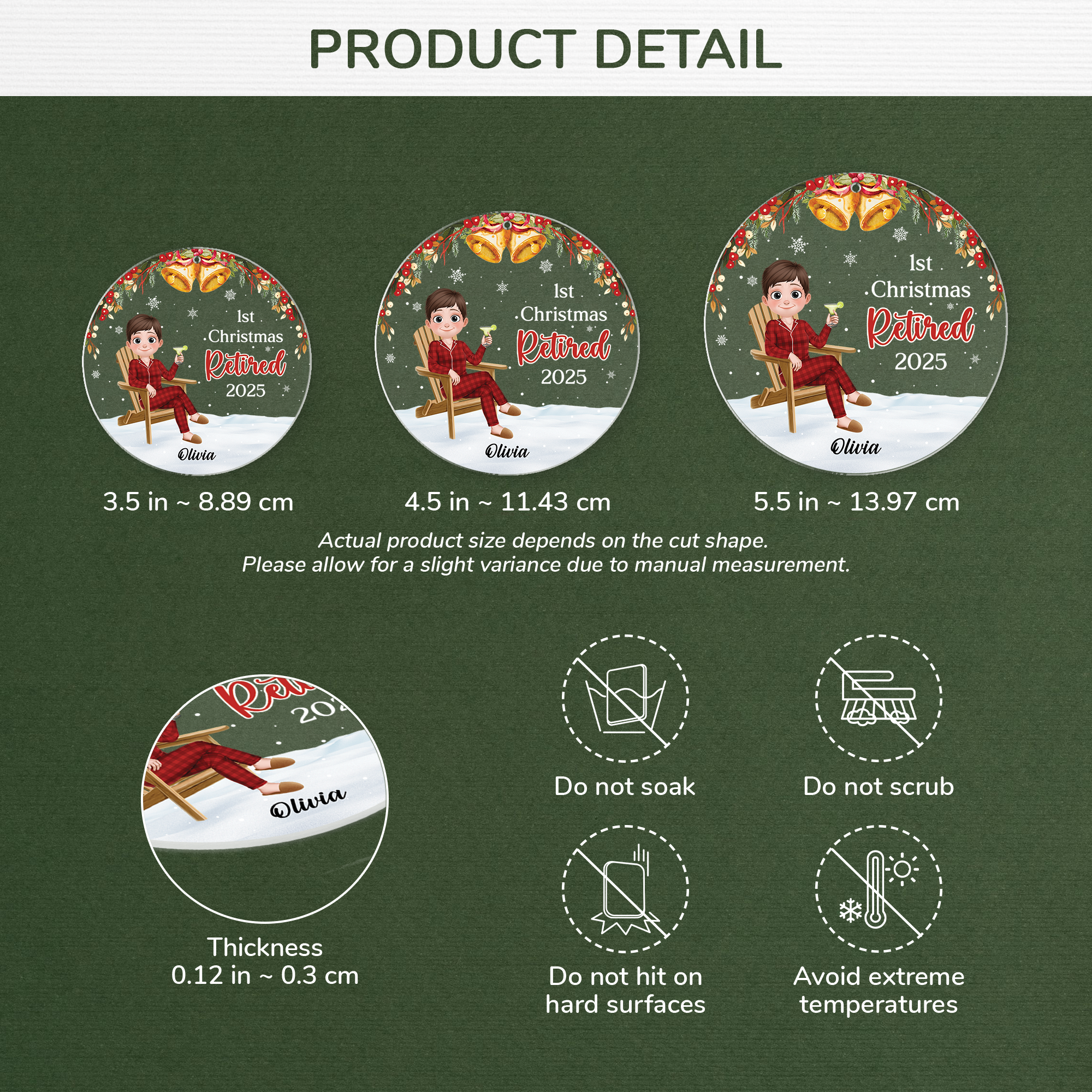 5429OUS3 custom retirement gifts acrylic first christmas retired ornament 5429OKT0A