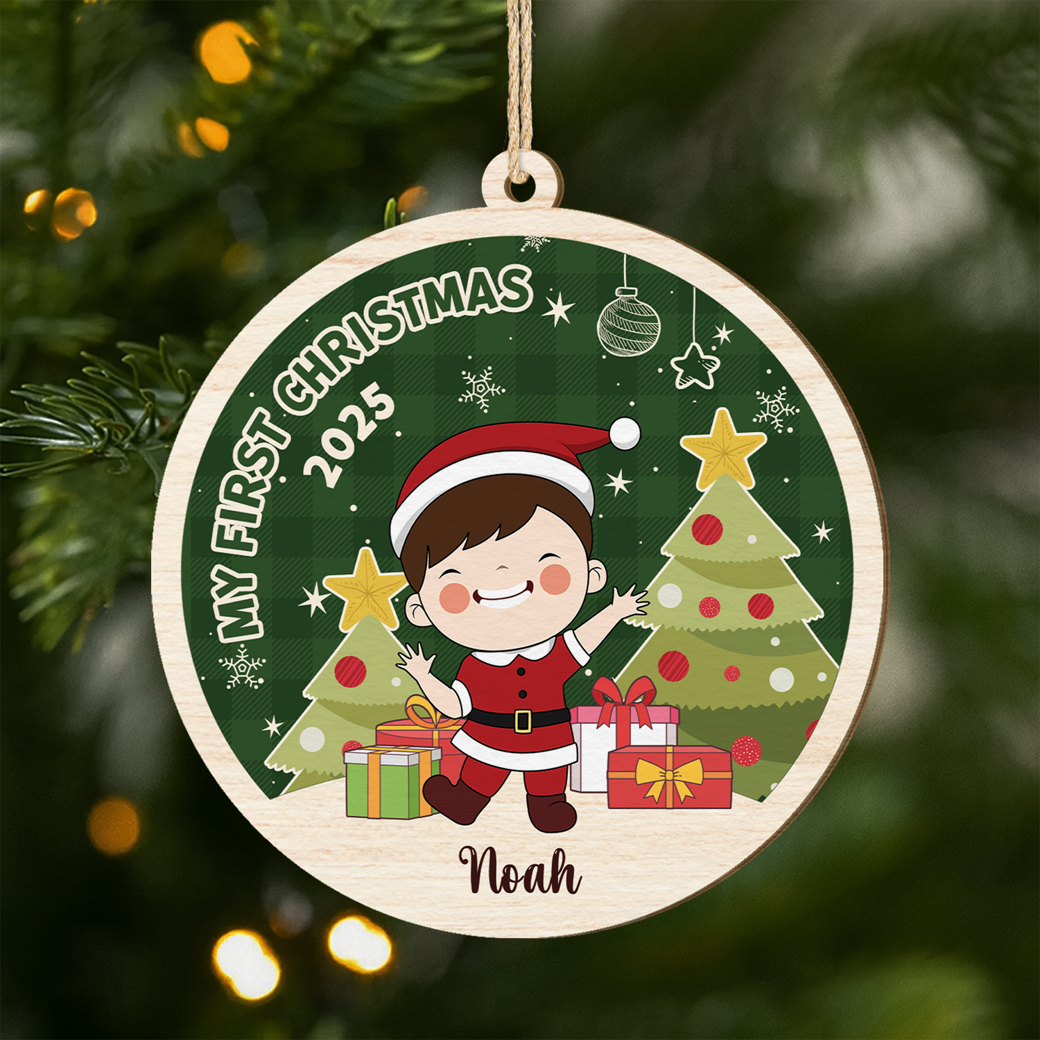 5430OUS1 custom 1 layered wooden ornament_ babys first christmas gifts 5430O3KQK