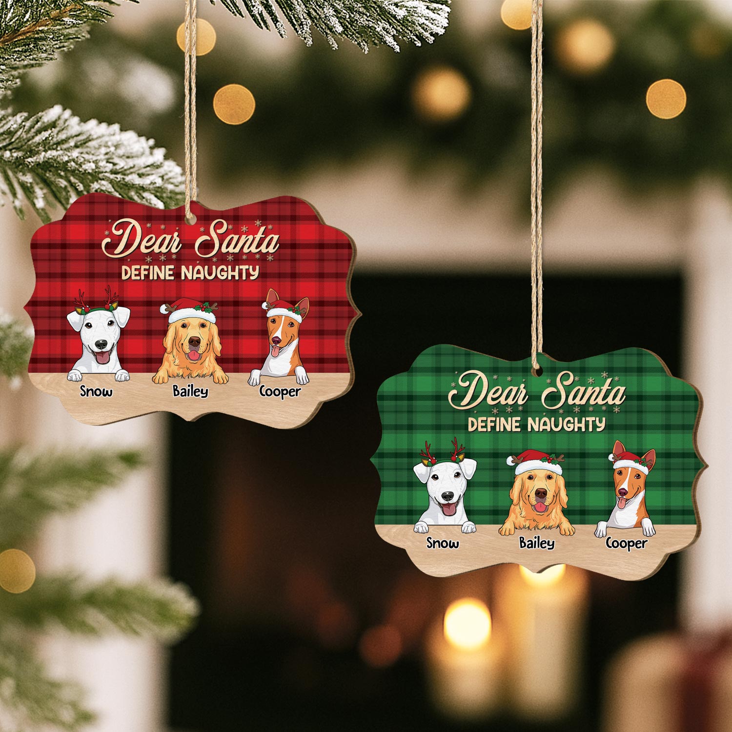 5434OUS2 custom christmas gifts for dog lovers 1 layered wood ornament_ 5434OTLAC