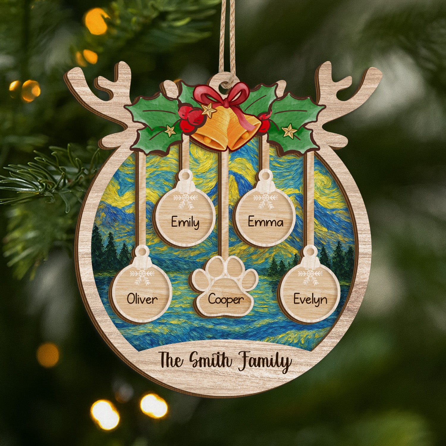 5440OUK1 personalized family christmas gifts 2 layered wooden ornament_ 5440O8ZQI