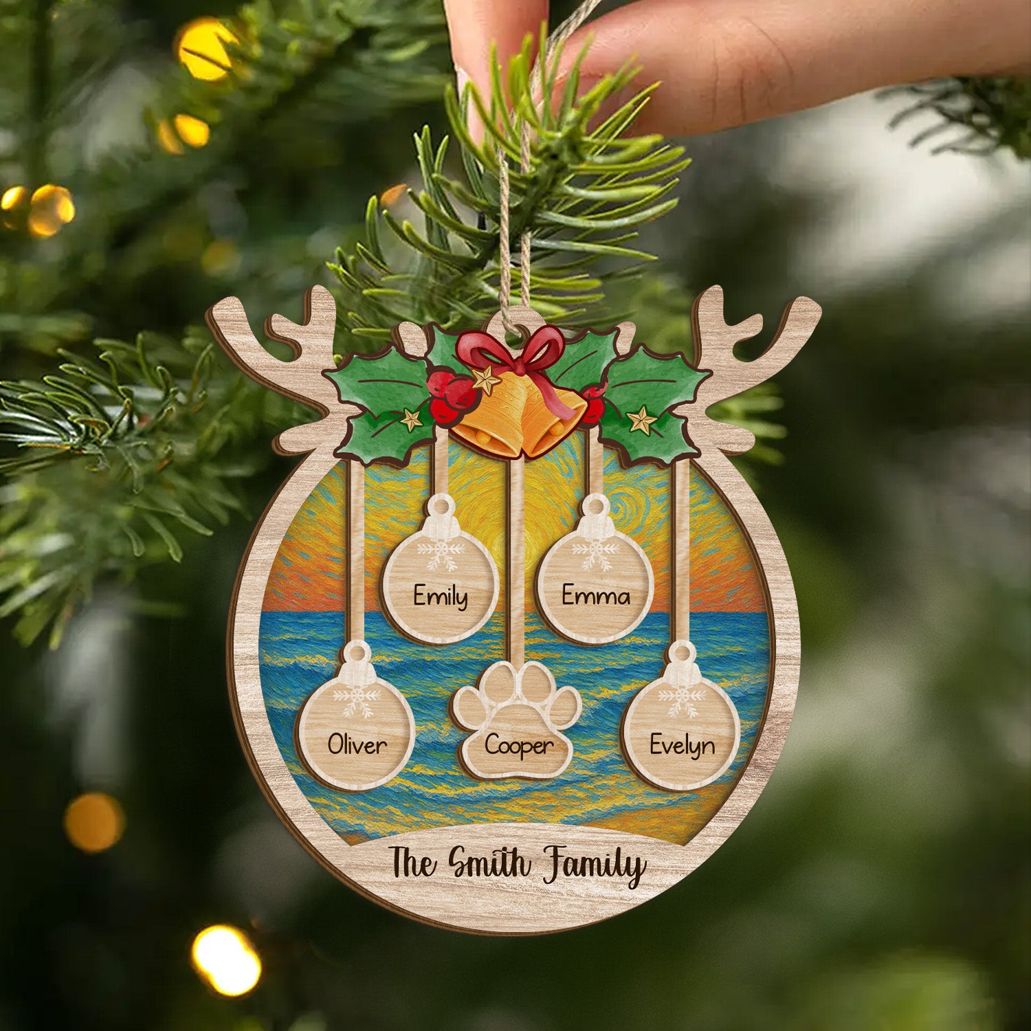 5440OUK2 personalized family christmas gifts 2 layered wooden ornament_ 5440O8ZQI