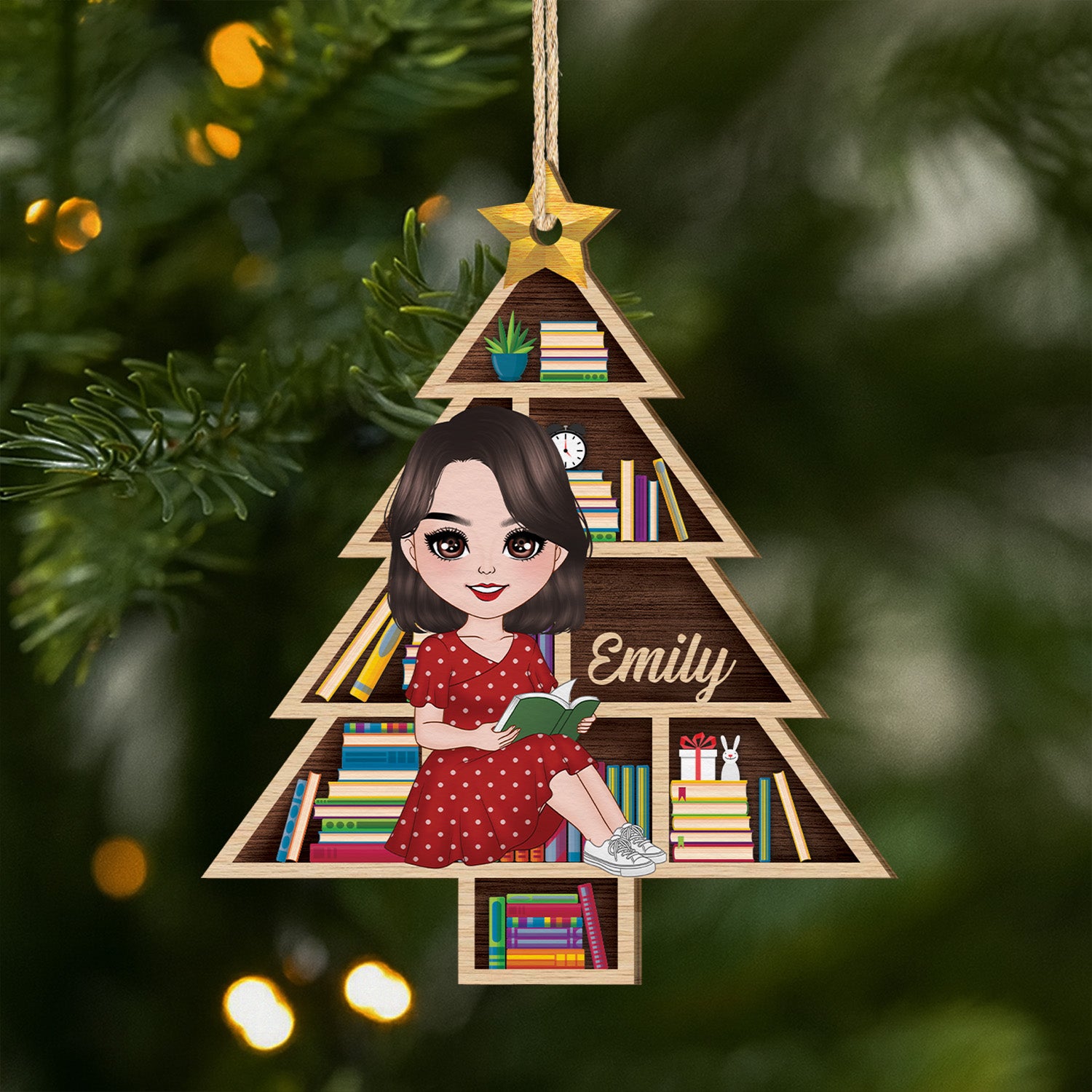 5442OUS1 custom xmas gifts for book lovers 1 layered wooden ornament_s 5442OTTMA