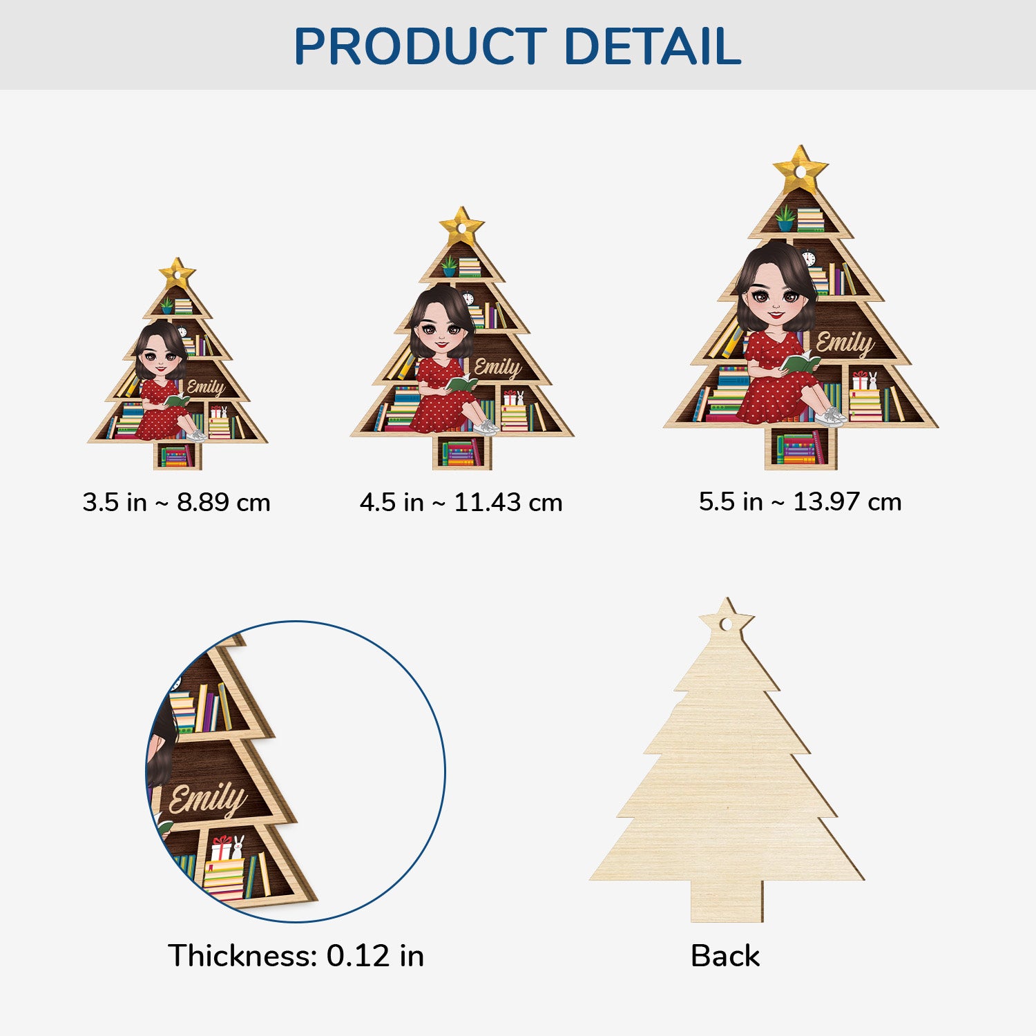 5442OUS3 custom xmas gifts for book lovers 1 layered wooden ornament_s 5442OTTMA