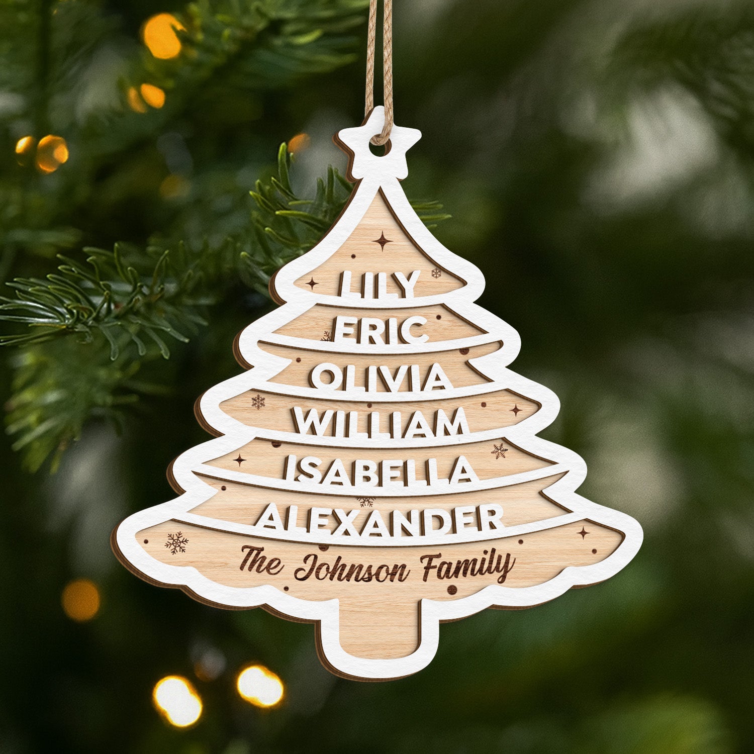 5449OUK1 custom family gifts 2 layered christmas tree wood ornaments_ 5449O6ZMF