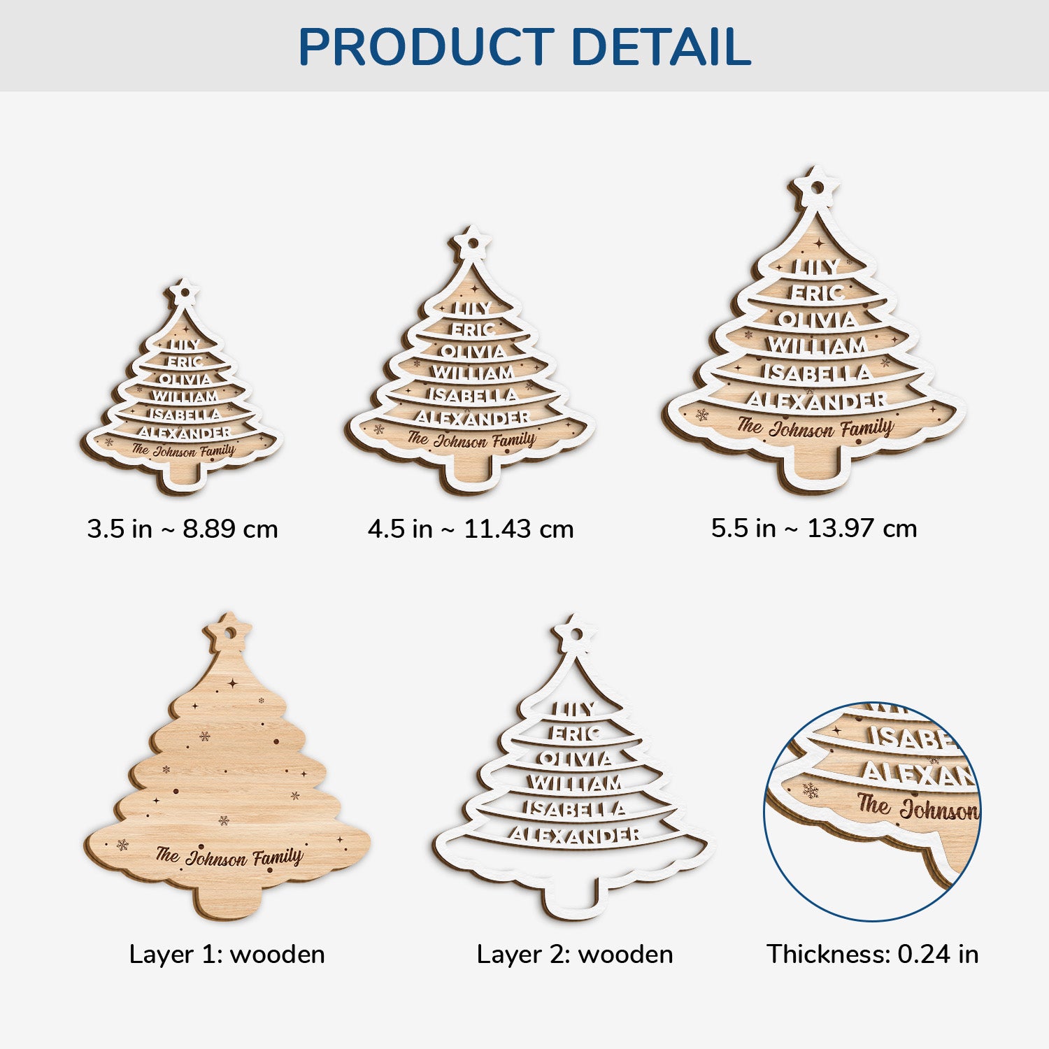 5449OUK3 custom family gifts 2 layered christmas tree wood ornaments_ 5449O6ZMF