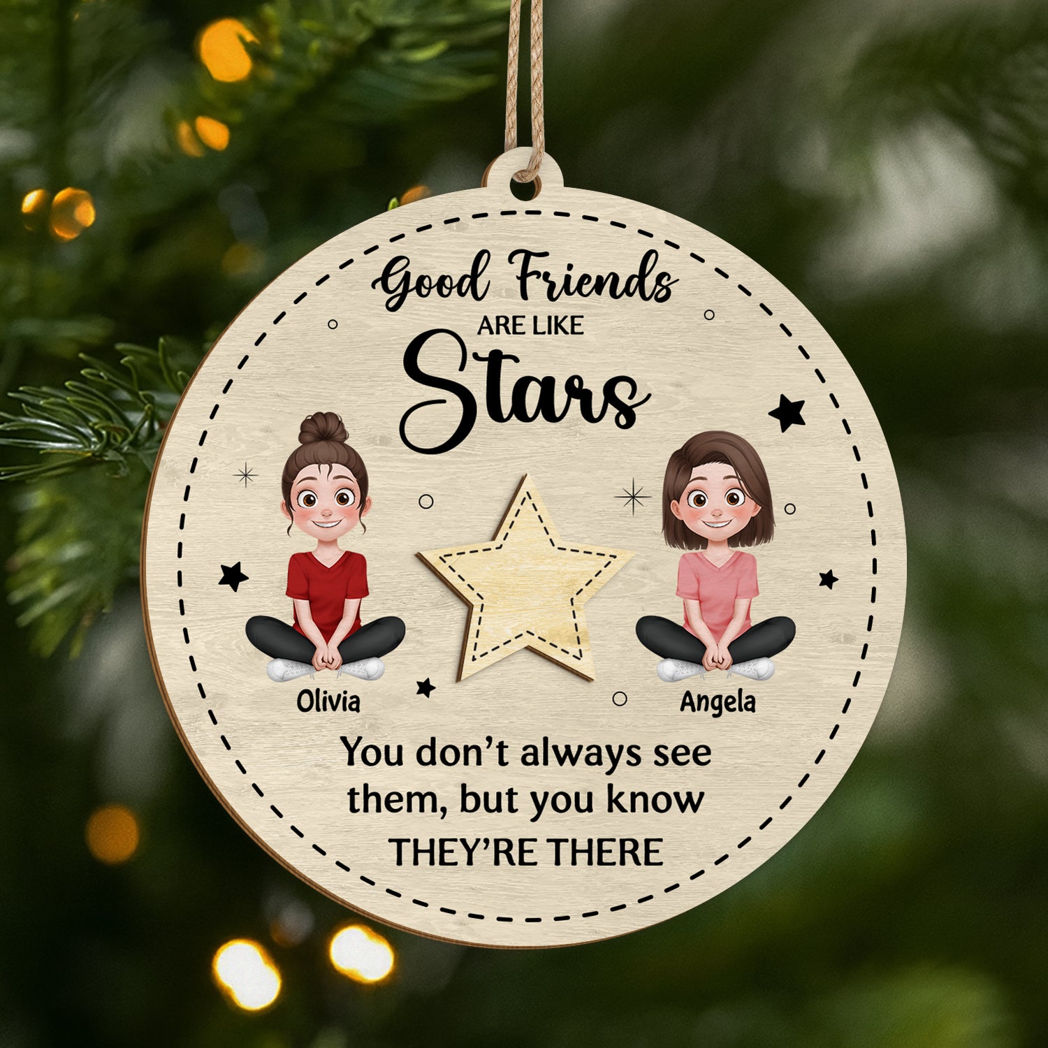 5457OUS1 custom 1 layered wood ornament good friends are like stars gifts_ 5457OTHNF