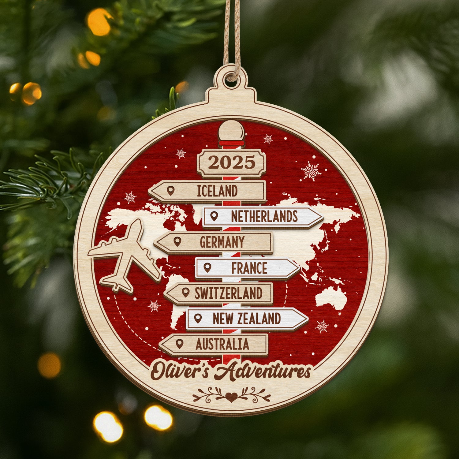 5459OUS1 custom christmas gifts for travelers_ 2 layered wood ornament_s 5459OTTZR