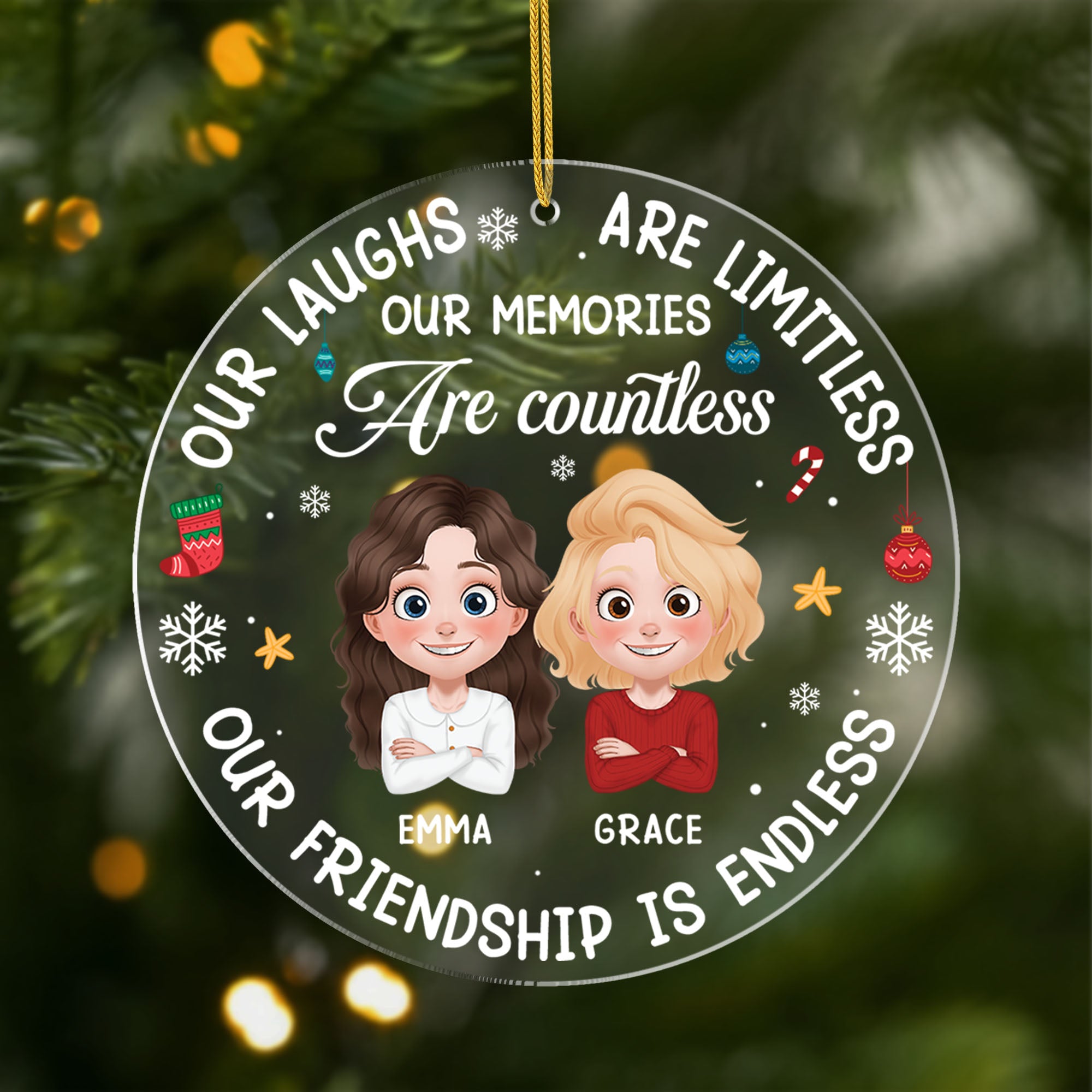 5464OUS1 custom christmas gifts our friendship is endless acrylic ornament 5464OKV0F