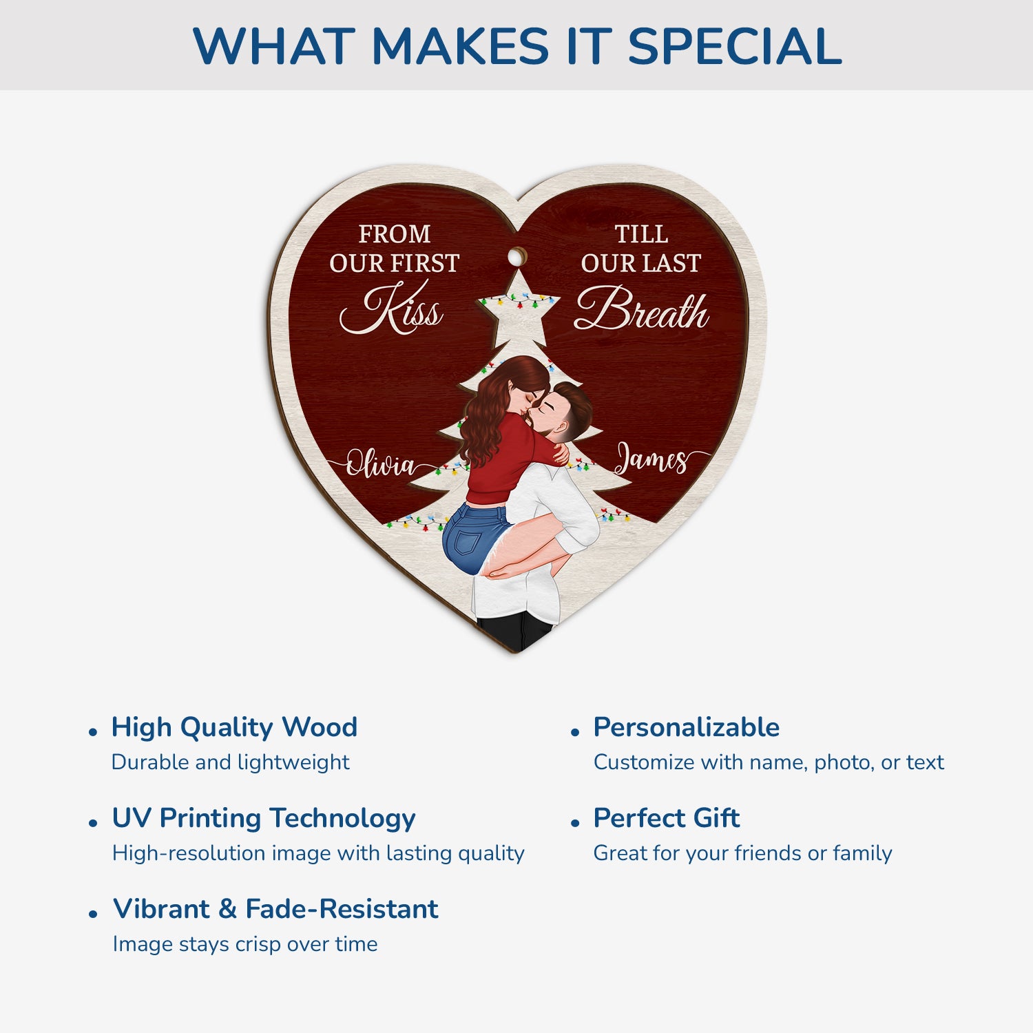 5485OUS4 custom christmas gifts for couples 1 layered wood ornament_s 5485OKQNG