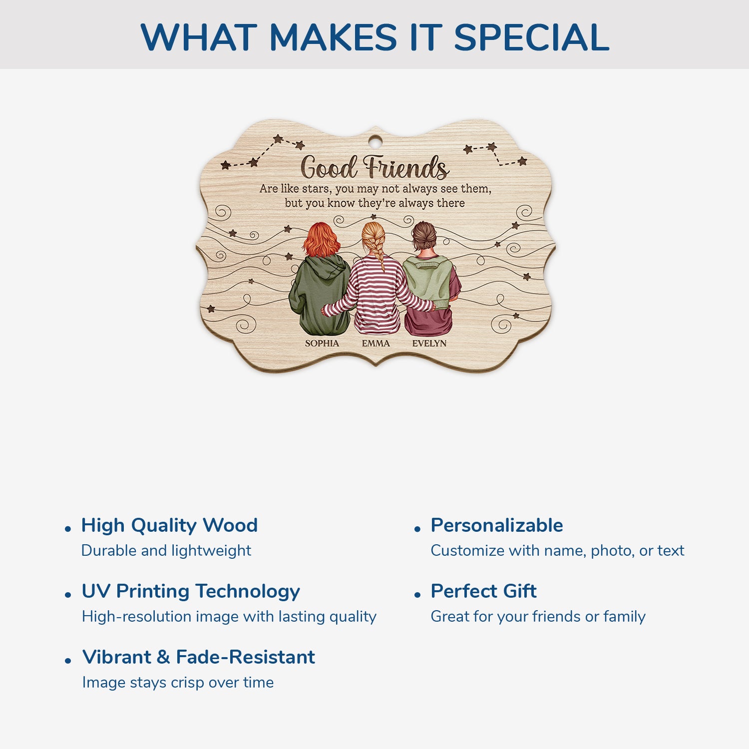 5488OUK4 personalized best friend gifts 1 layered wood xmas ornaments 5488OTYZF