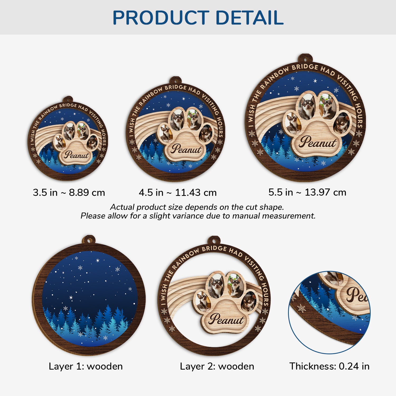 5491OU3 personalized pet memorial gifts 2 layered wood ornaments 5491O6HQC