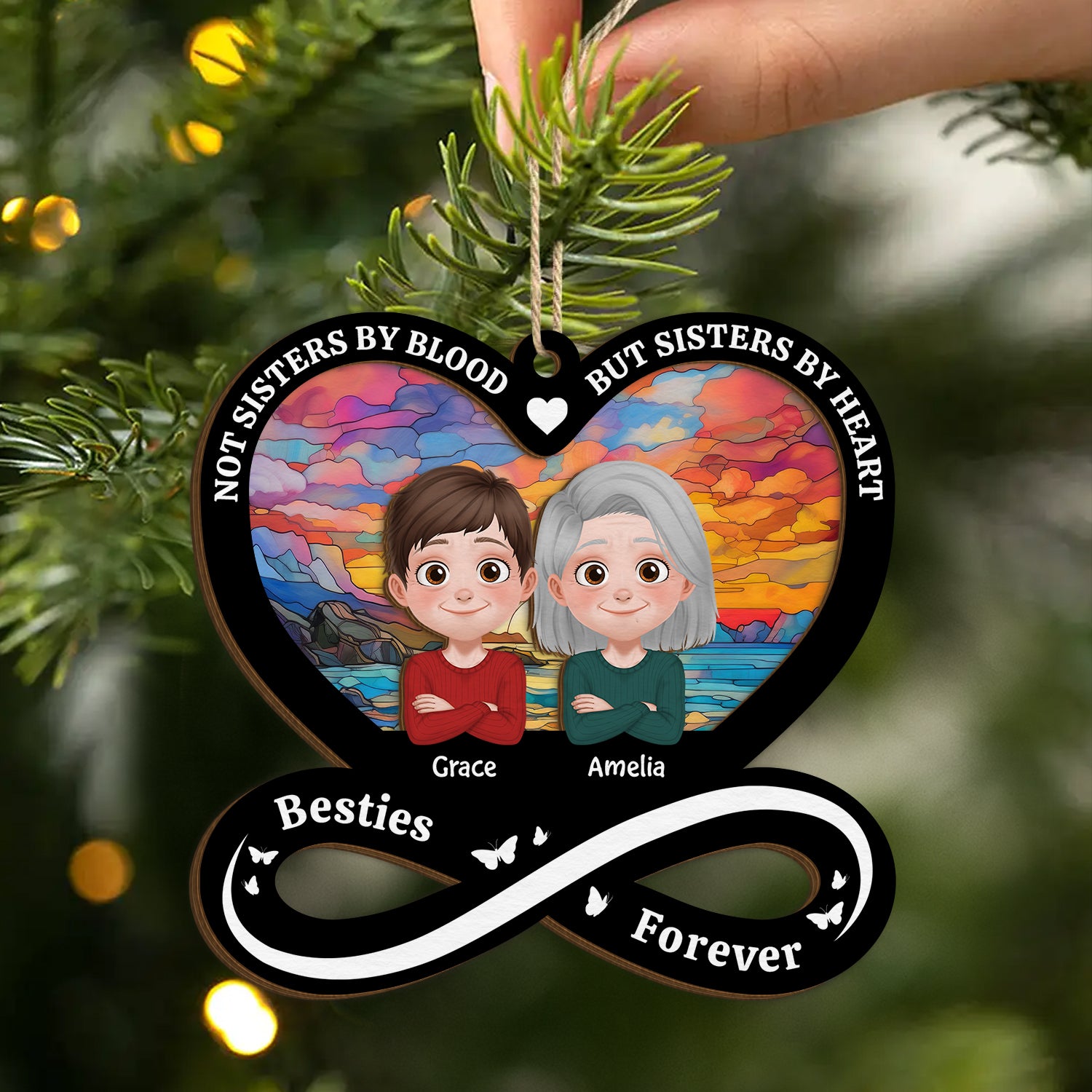 5504OUS2 personalized besties gifts 2 layered wooden ornaments 5504O8LNG