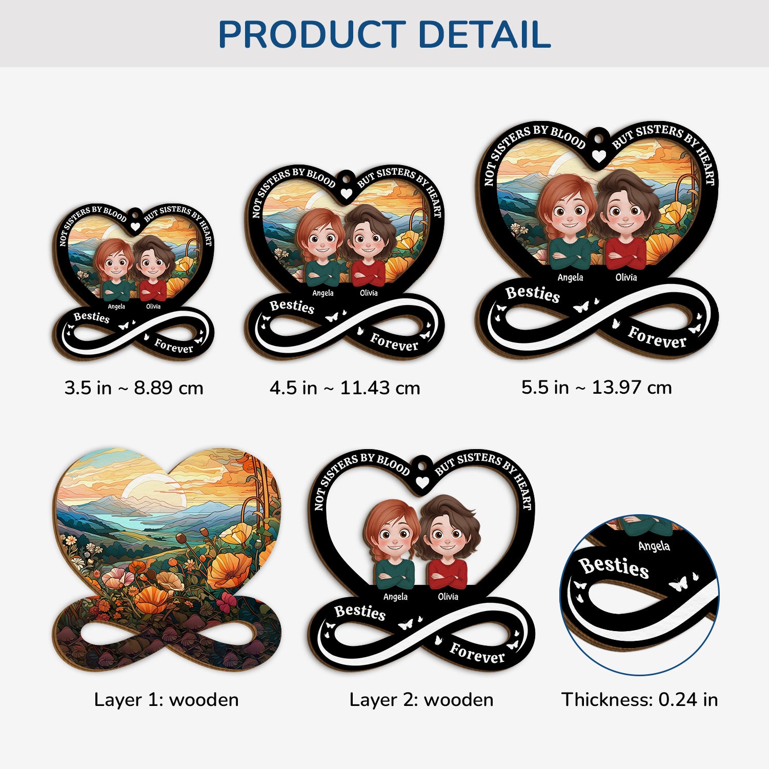 5504OUS3 personalized besties gifts 2 layered wooden ornaments 5504O8LNG