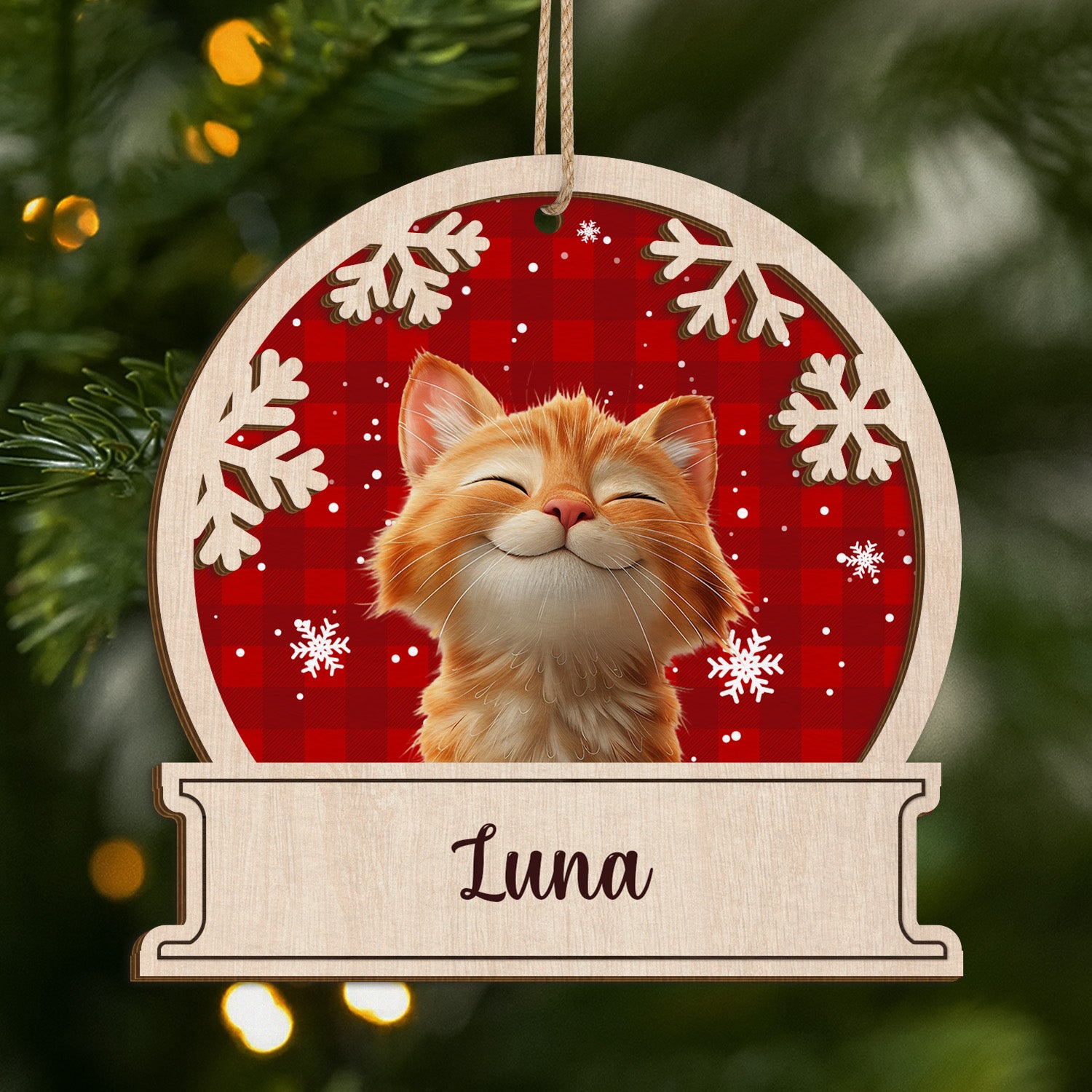 5510OUK1 personalized cat gifts for humans 2 layered wooden xmas ornaments 5510OKZAD