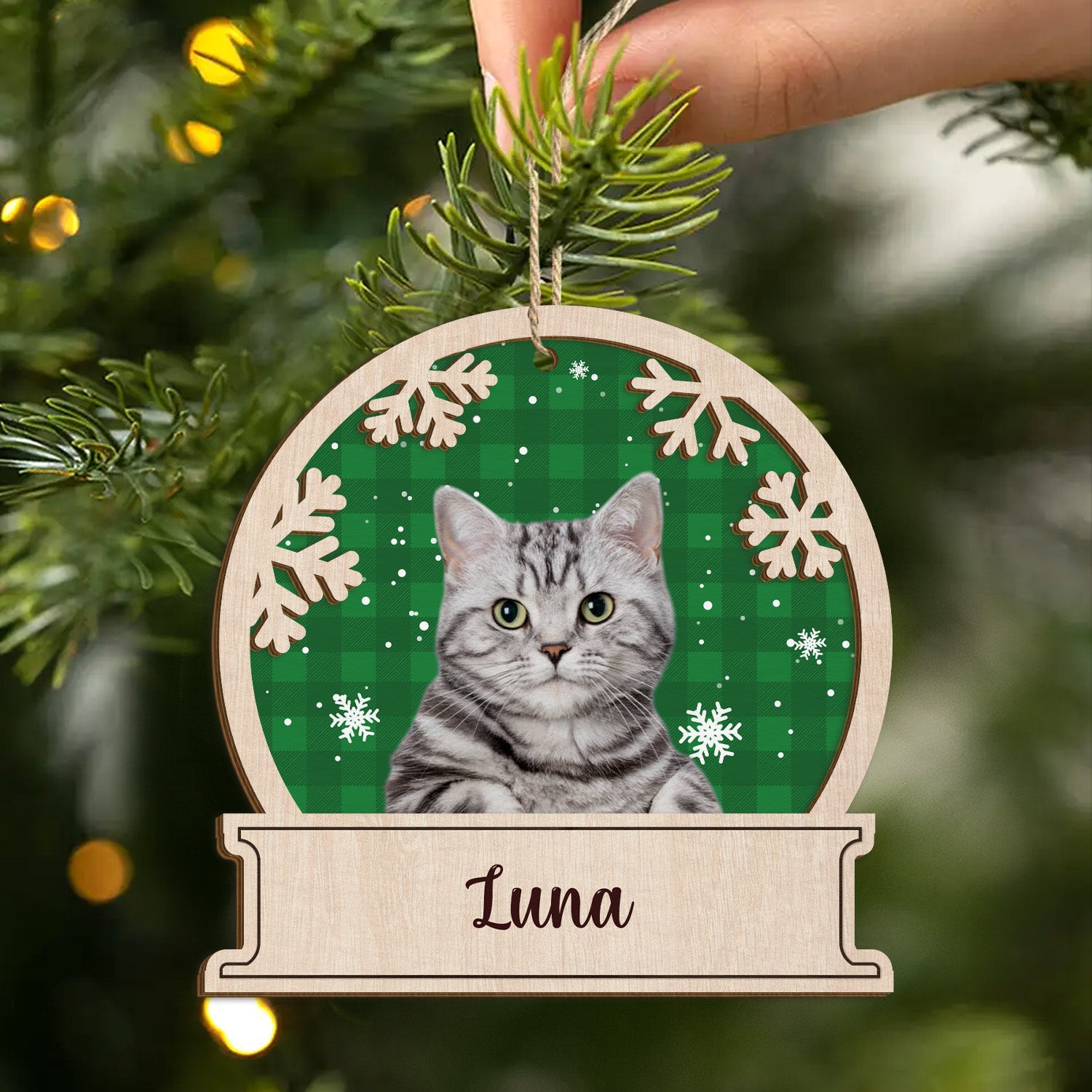 5510OUK2 personalized cat gifts for humans 2 layered wooden xmas ornaments 5510OKZAD