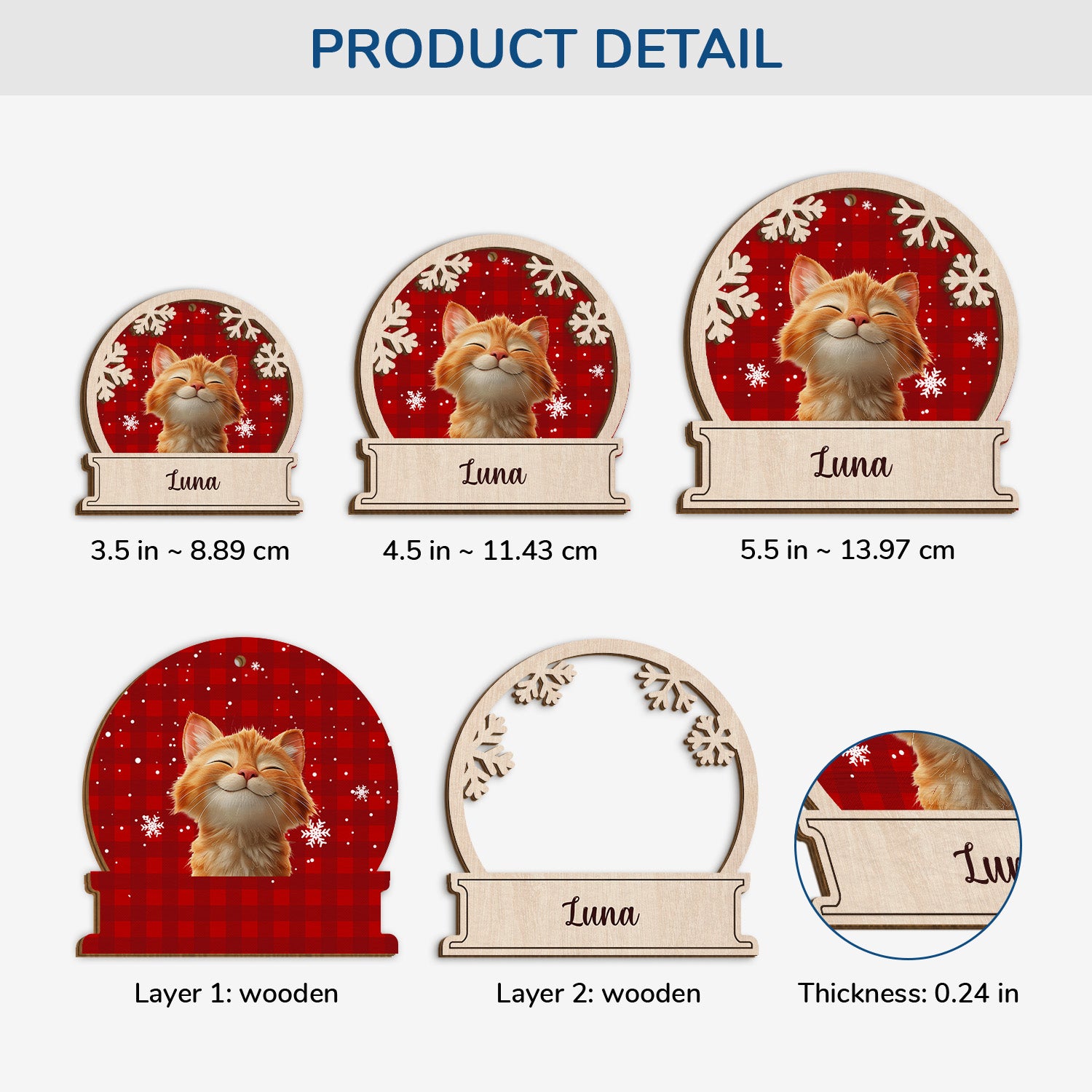 5510OUK3 personalized cat gifts for humans 2 layered wooden xmas ornaments 5510OKZAD