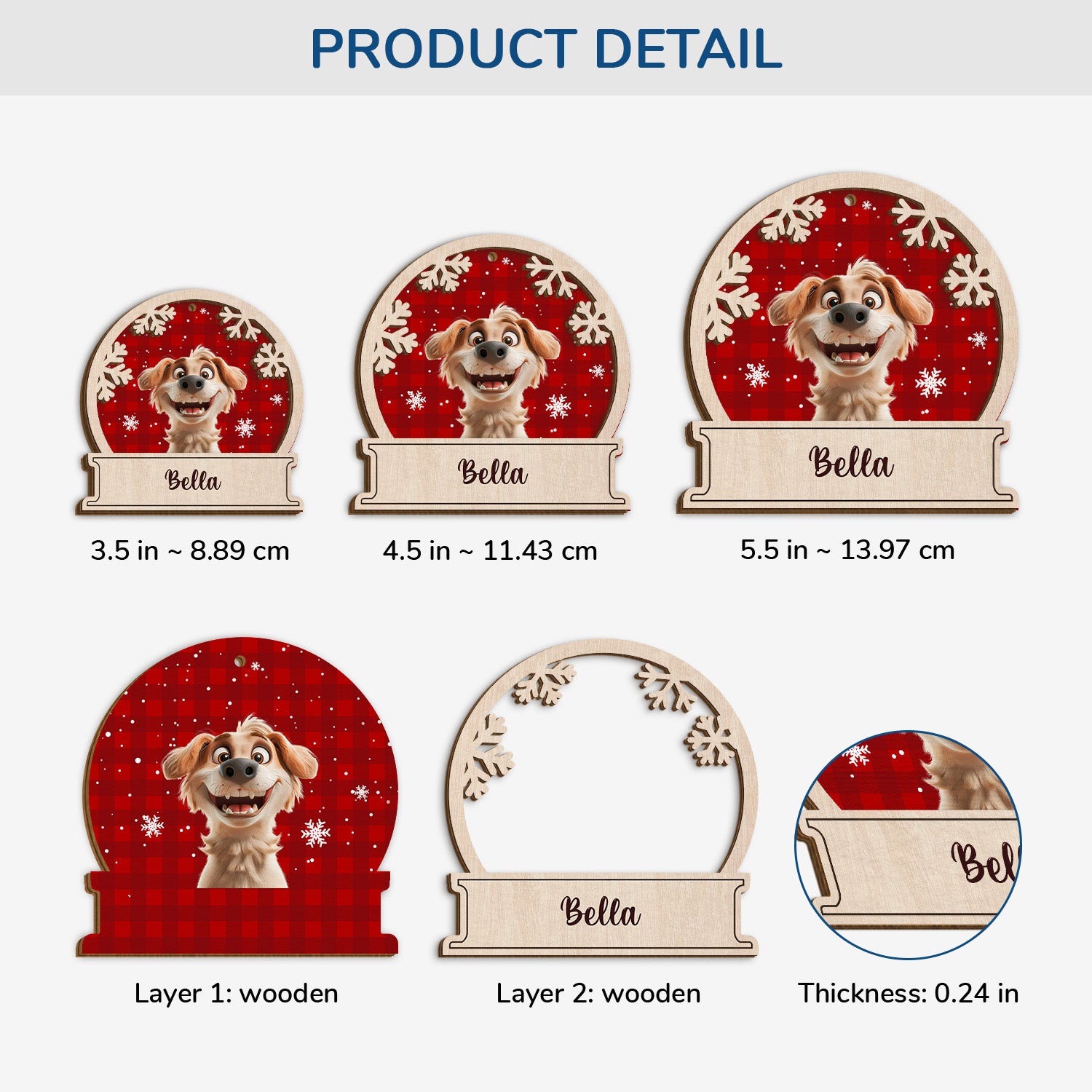 5510OUK3 personalized dog gifts for humans 2 layered wooden xmas ornaments 5510OKZAC