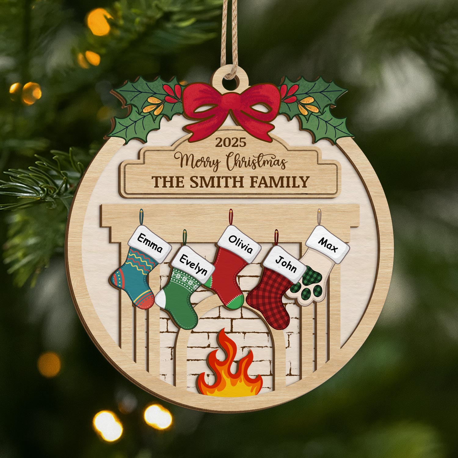5512OUS1 personalized family christmas gifts 2 layered wooden ornaments 5512OTQAI