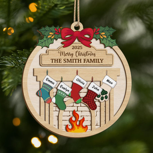 5512OUS1 personalized family christmas gifts 2 layered wooden ornaments 5512OTQAI