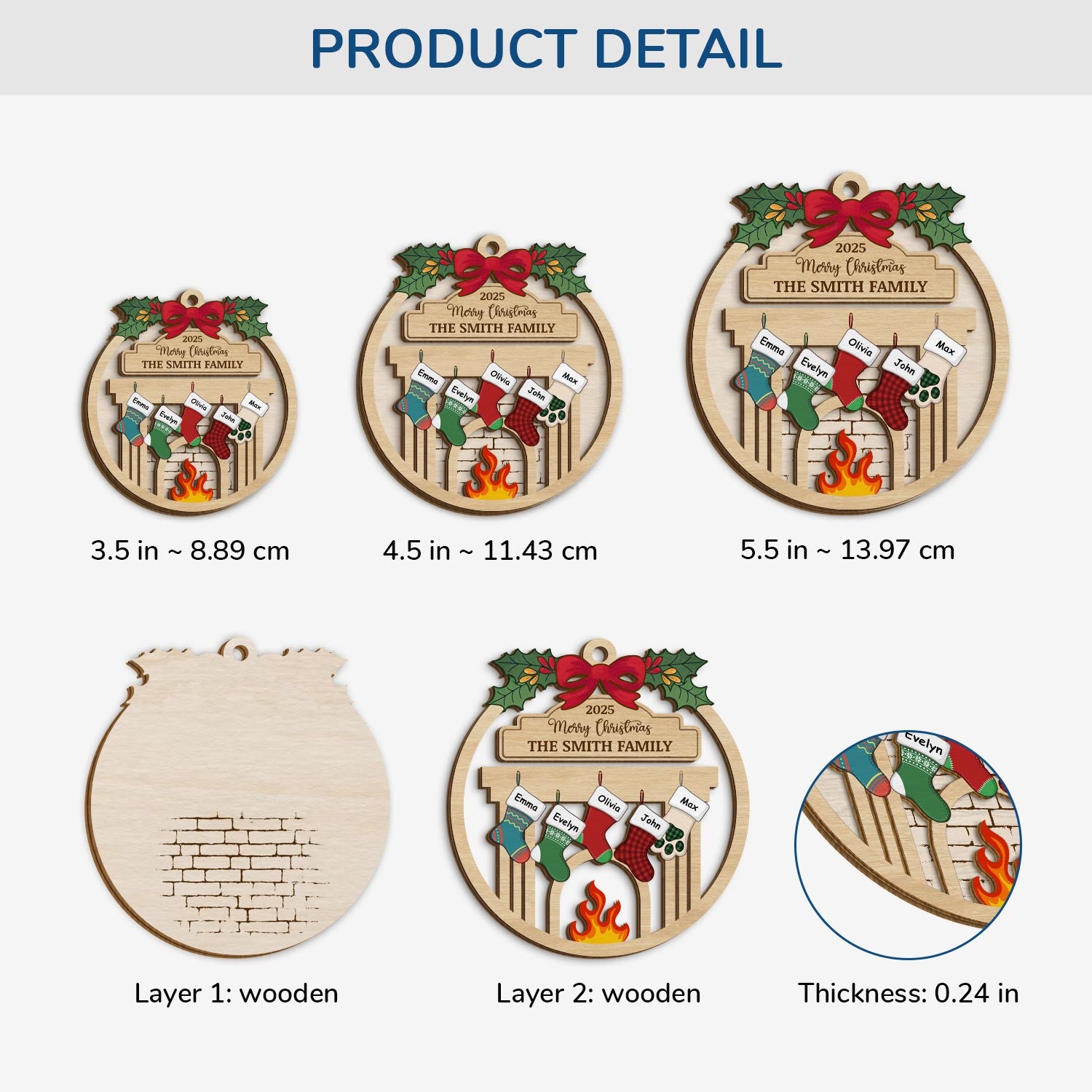 5512OUS3 personalized family christmas gifts 2 layered wooden ornaments 5512OTQAI