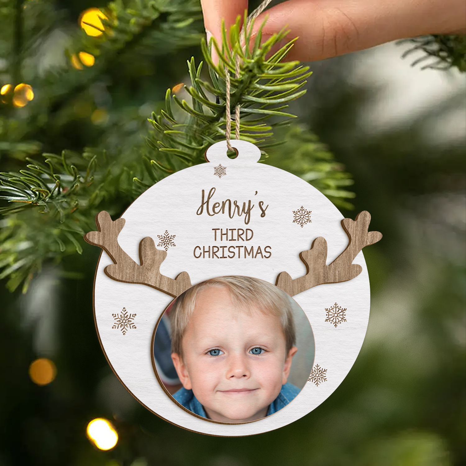 5518OUS2 babys 1st christmas gifts personalized 2 layered wood ornament 5518OKVCK