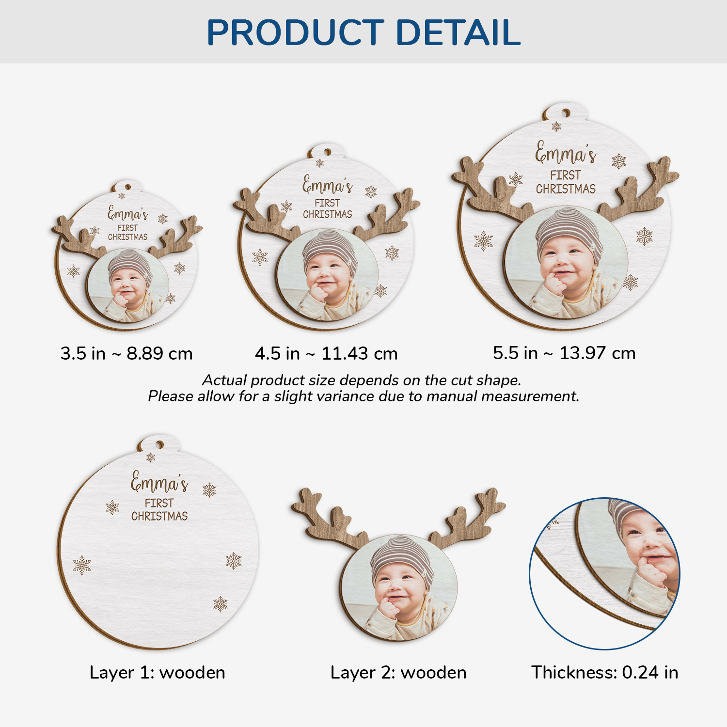 5518OUS4 babys 1st christmas gifts personalized 2 layered wood ornament 5518OKVCK