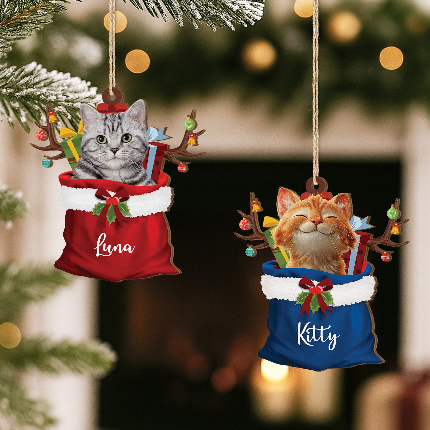 5522OUS2 personalized cat lover gifts 1 layered wooden christmas ornaments 5522O8LAD