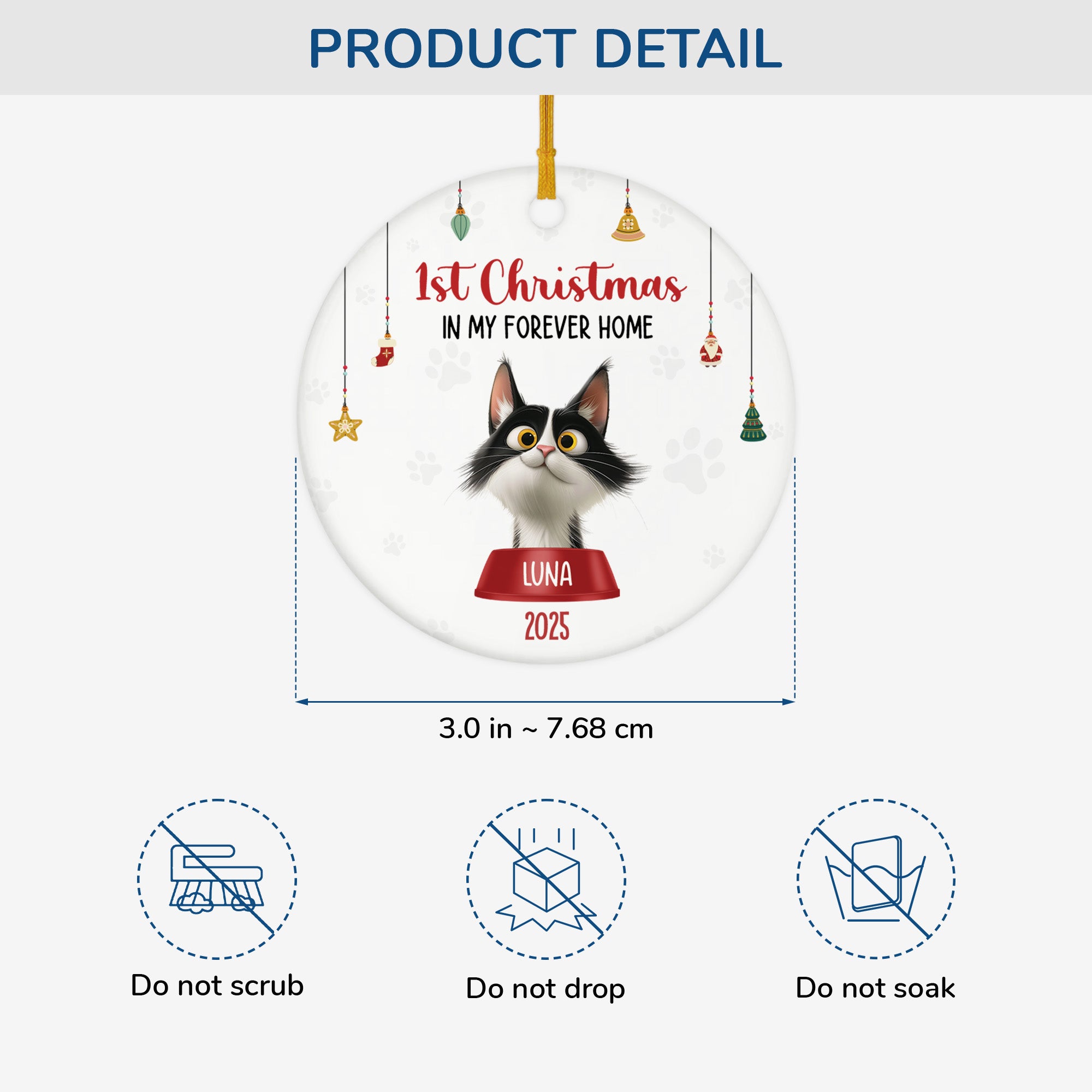 5526OUS3 personalized gifts for cat owners ceramic christmas ornaments 5526O8UND