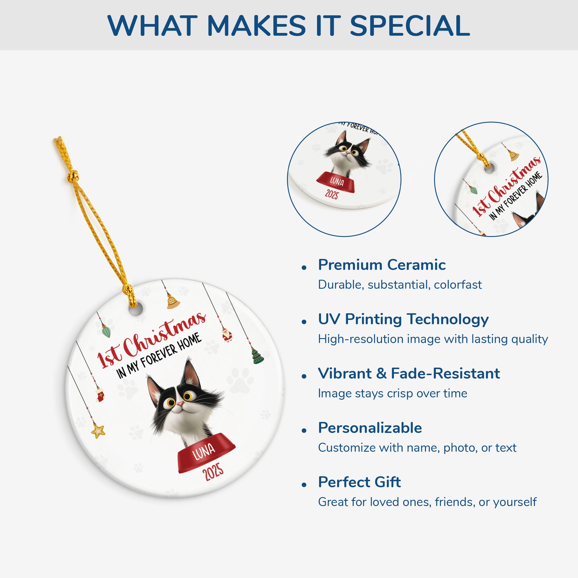 5526OUS4 personalized gifts for cat owners ceramic christmas ornaments 5526O8UND