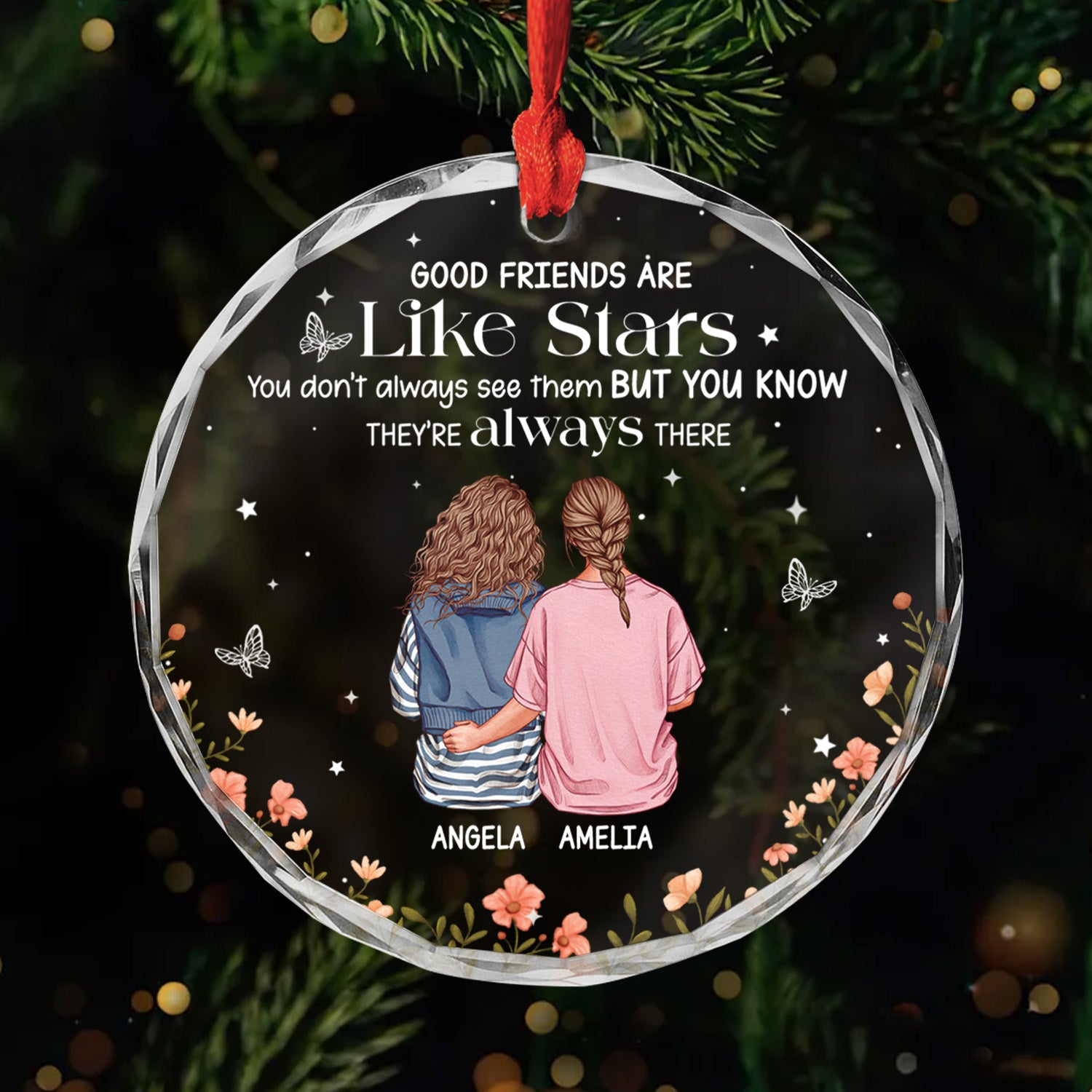 5529OUS1 custom glass christmas ornament_s good friends are like stars gifts 5529O36QF