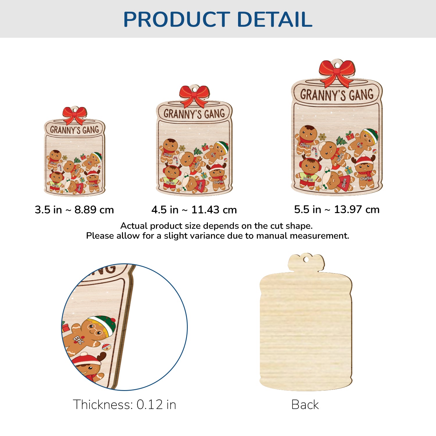 5534OUK3 custom grandma gifts 1 layered wood gingerbread man ornaments 5534O3YMA