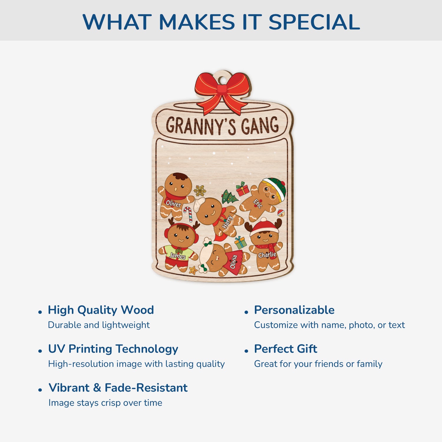 5534OUK4 custom grandma gifts 1 layered wood gingerbread man ornaments 5534O3YMA