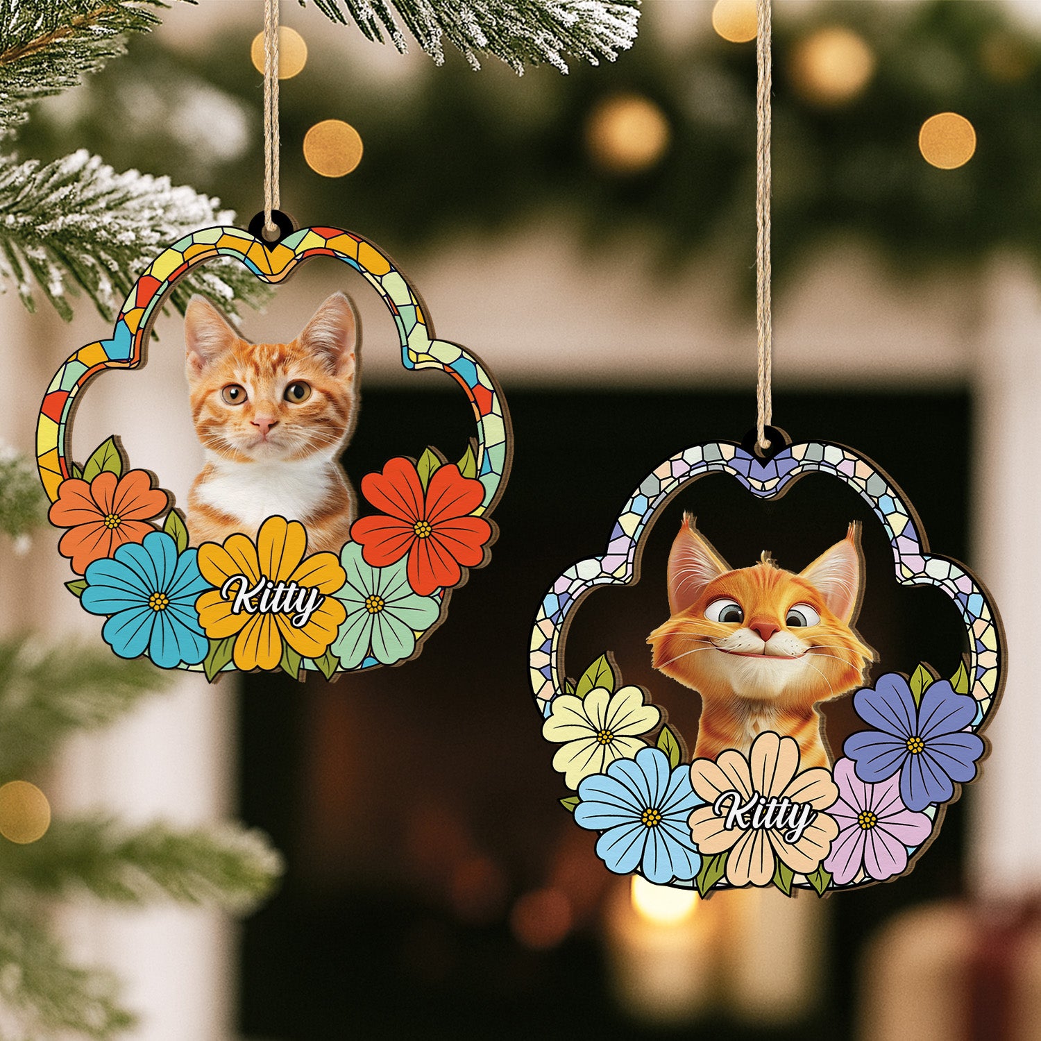 5542OUS2 custom 1 layered wooden ornaments photo gifts for cat lovers 5542O8LMD