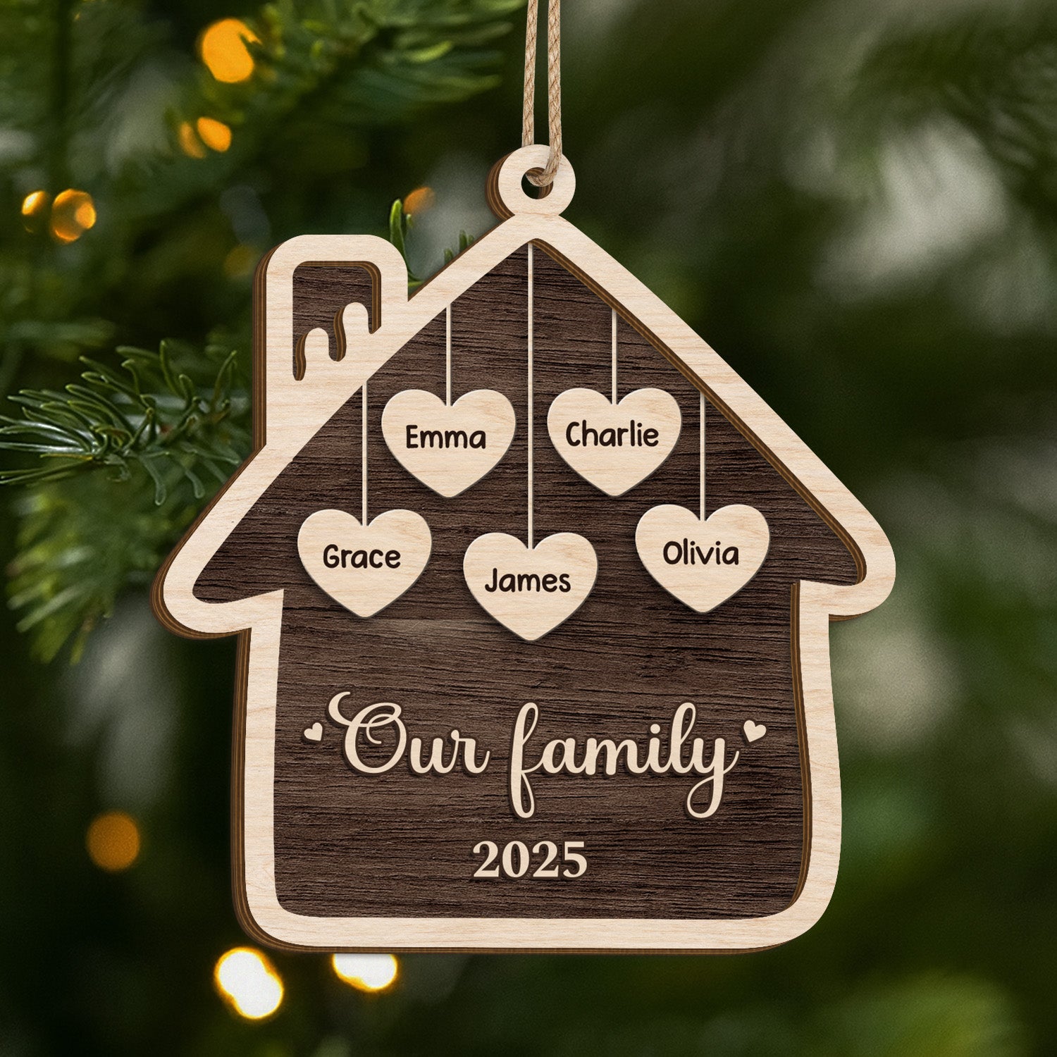 5543OUS1 personalized family gifts 2 layered wooden house ornaments 5543O8LTI