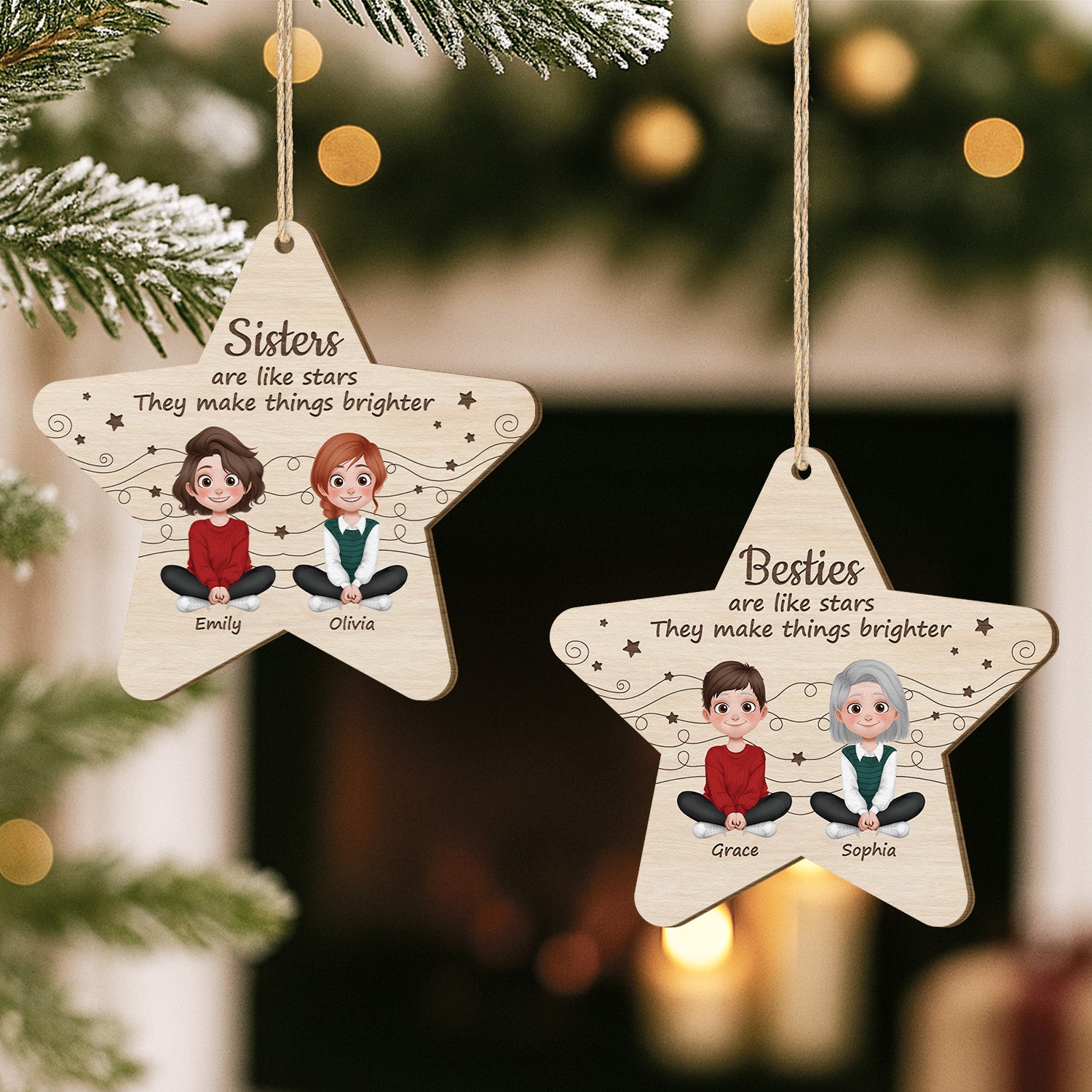 5546OUS2 custom_ 1 layered wooden ornaments christmas gifts for sisters 5546O8VZA