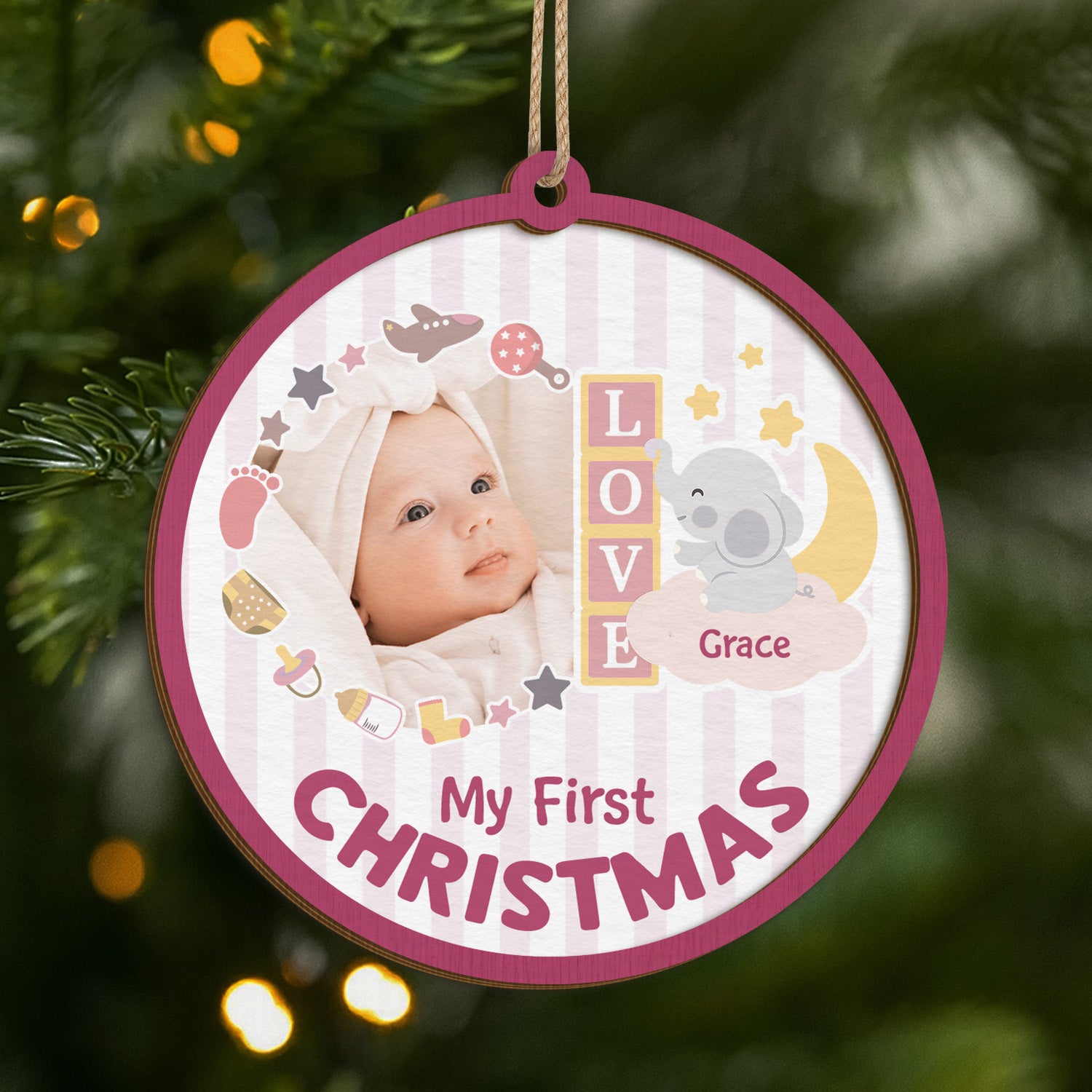 5550OUS1 personalized 2 layered wooden ornament babys 1st christmas gifts 5550O5Q5K