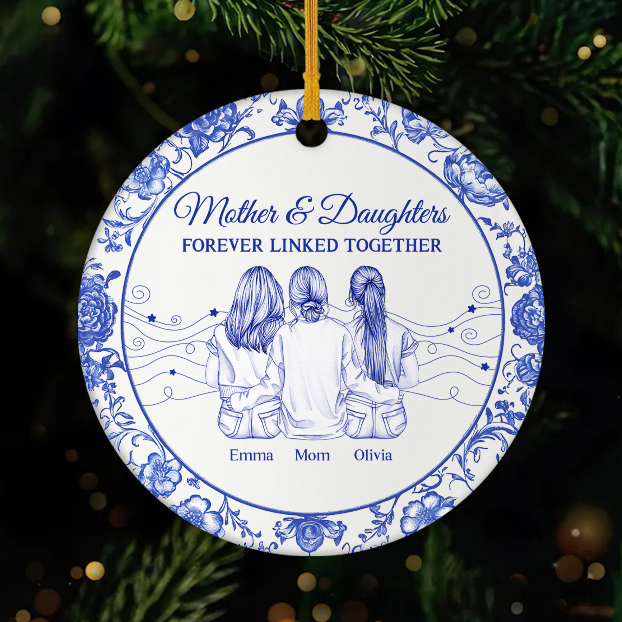 5551OUK1 custom mom gifts forever linked together_ ceramic ornaments 5551O5Z5A