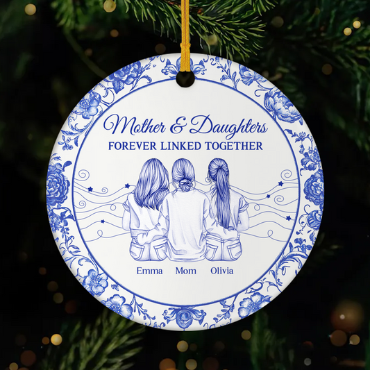 5551OUK1 custom mom gifts forever linked together_ ceramic ornaments 5551O5Z5A