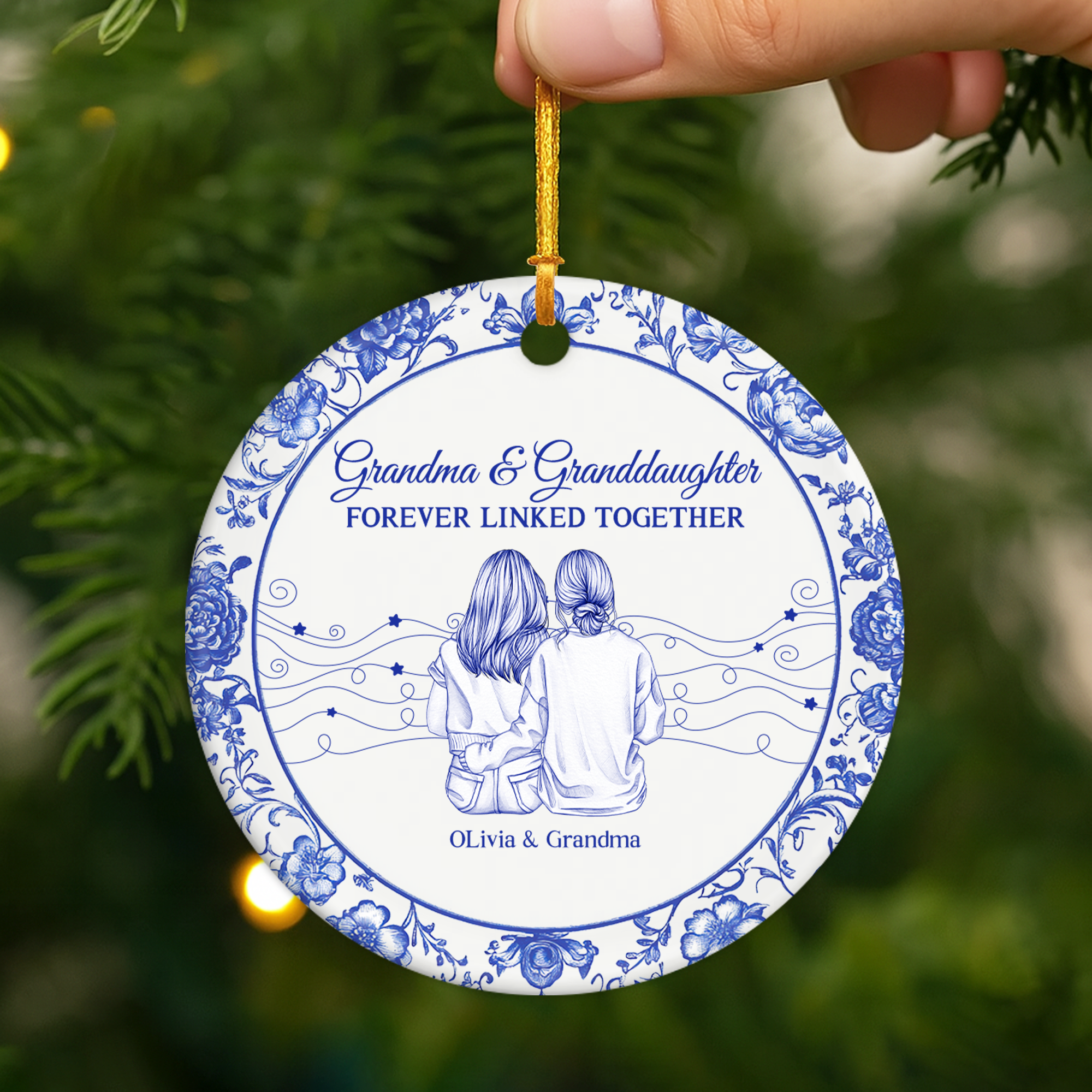 5551OUK2 custom mom gifts forever linked together_ ceramic ornaments 5551O5Z5A