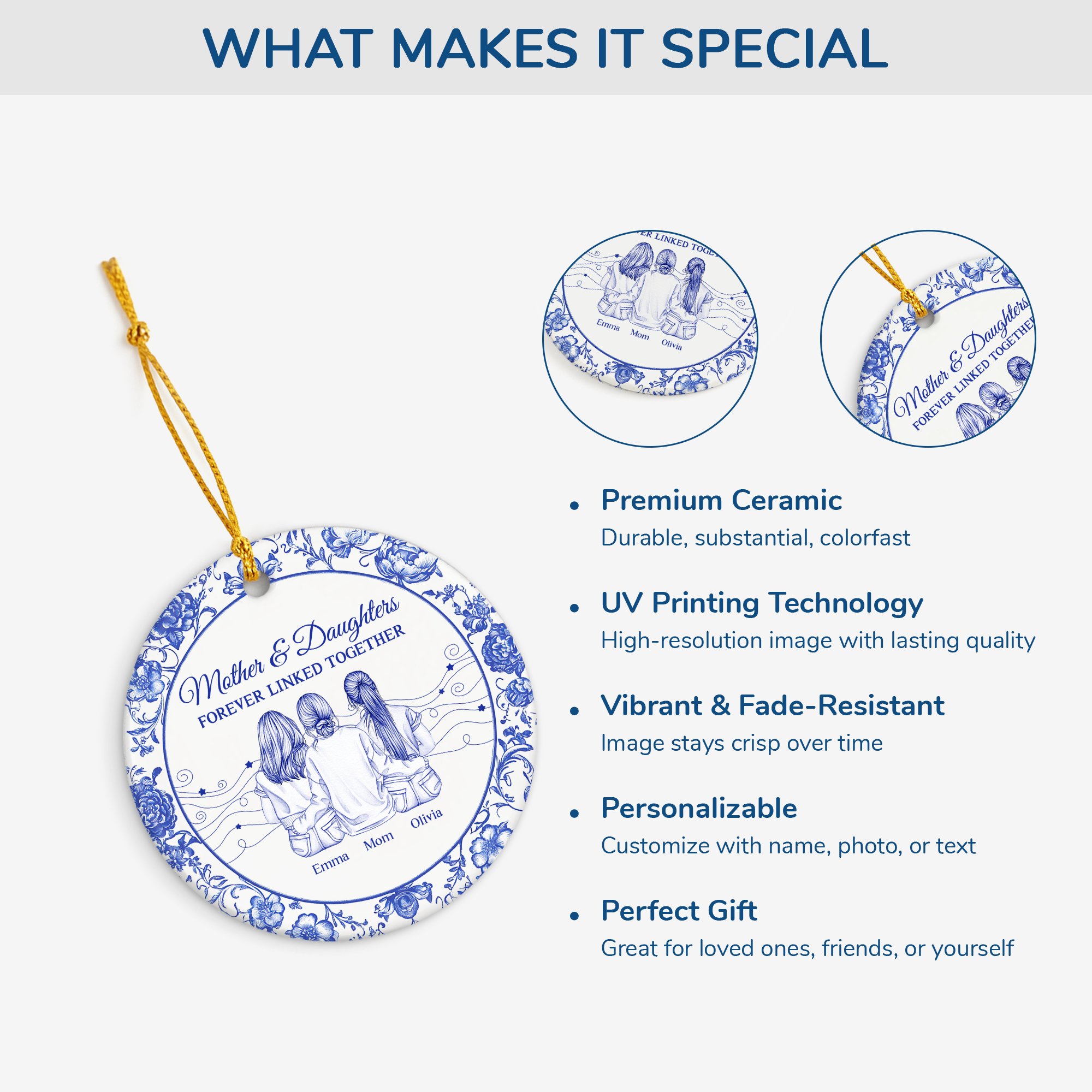 5551OUK4 custom mom gifts forever linked together_ ceramic ornaments 5551O5Z5A