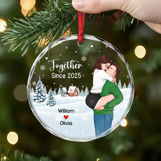 5553OUK2 custom gifts for couples first christmas together glass ornament 5553OTZTG_2d2b39eb 1641 401c 9c88 c7ab4416e776