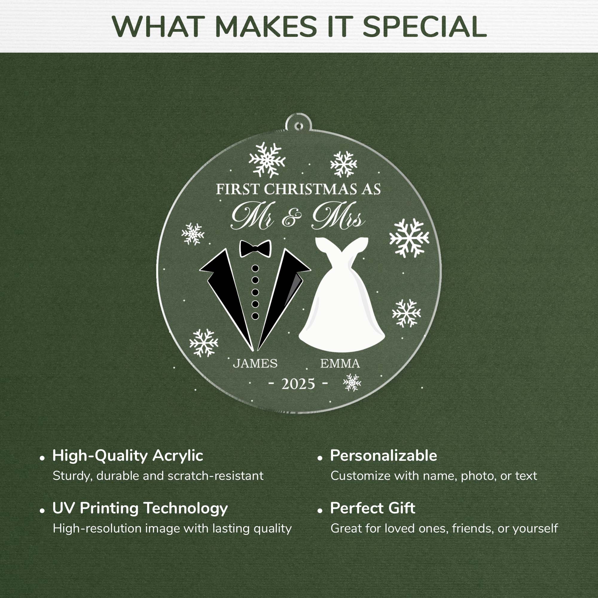 5565OUS4 personalized couple gifts acrylic first christmas married ornament 5565O6QAG