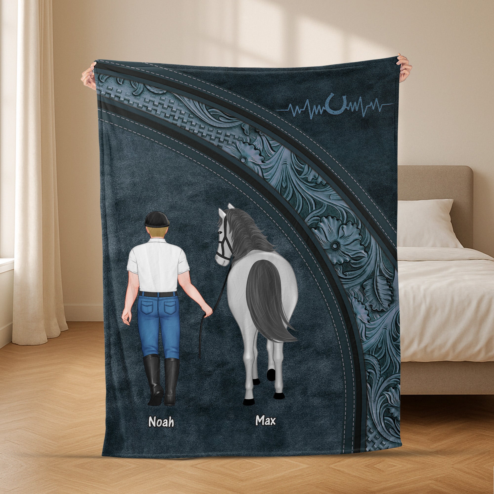 5567BUS2 personalized fleece blankets horse gifts for her 5567B3KAU