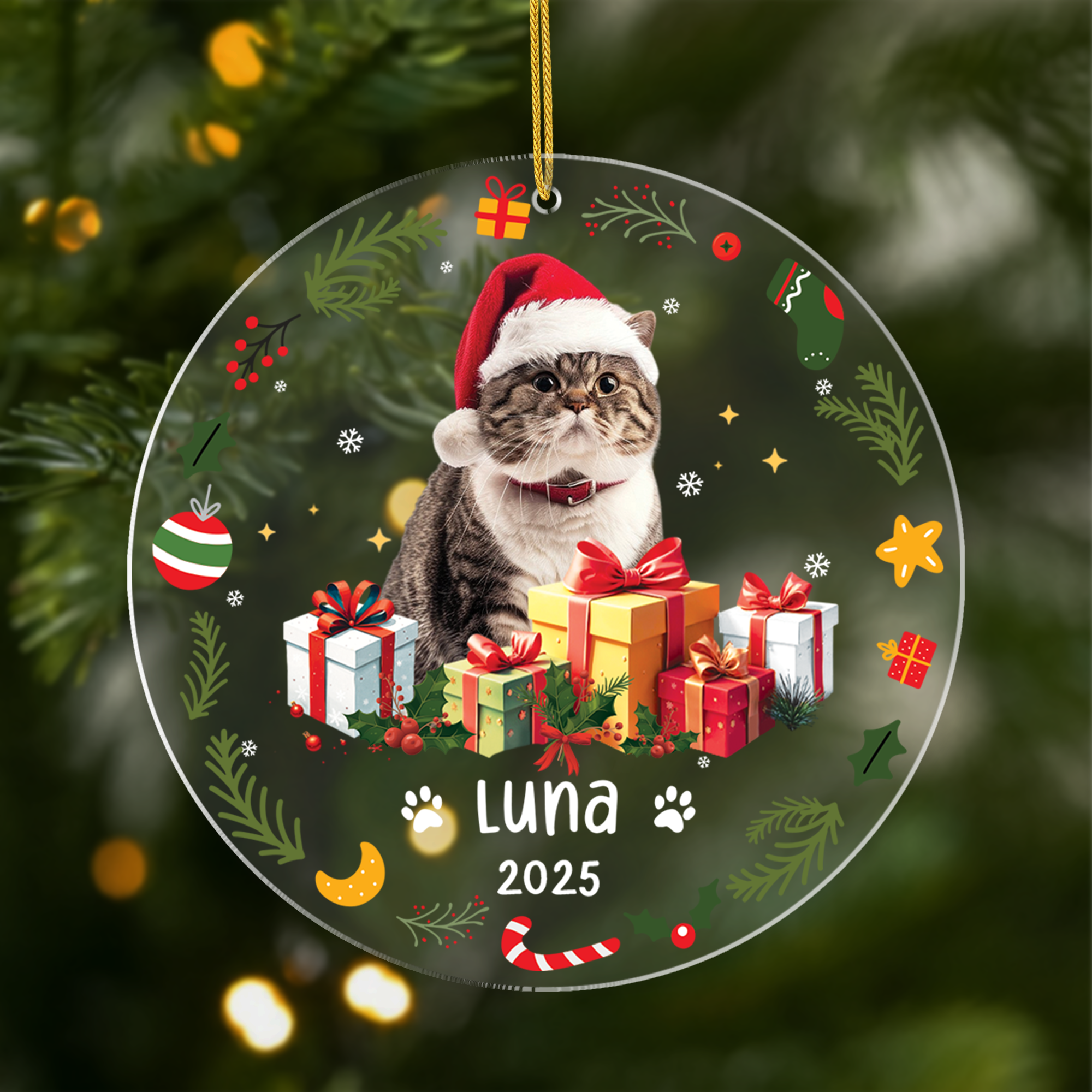 5571OUK1 personalized acrylic christmas ornaments cat photo ornament 5571OKZ5D