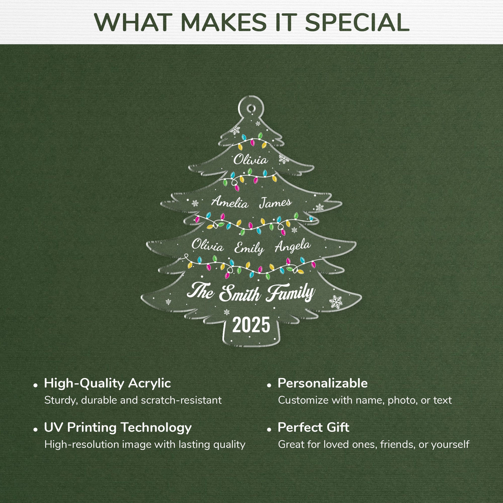 5589OUS4 personalized gifts for family acrylic christmas tree ornaments 5589OTTMI