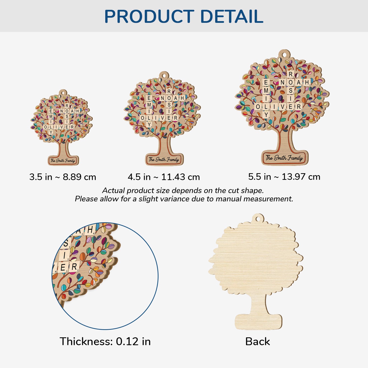 5596OUS3 personalized family tree gifts 1 layered wooden ornaments 5596O3TTI