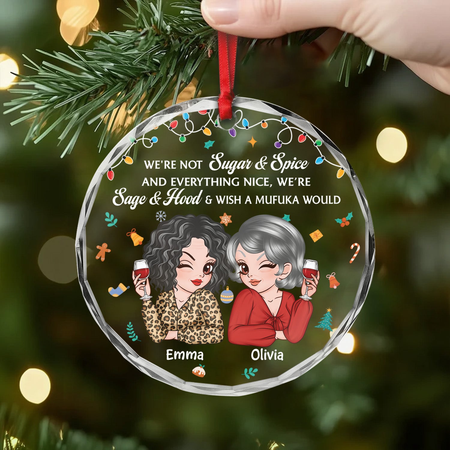5600OUS2 personalized glass ornaments funny gifts for best friends 5600OKKMF