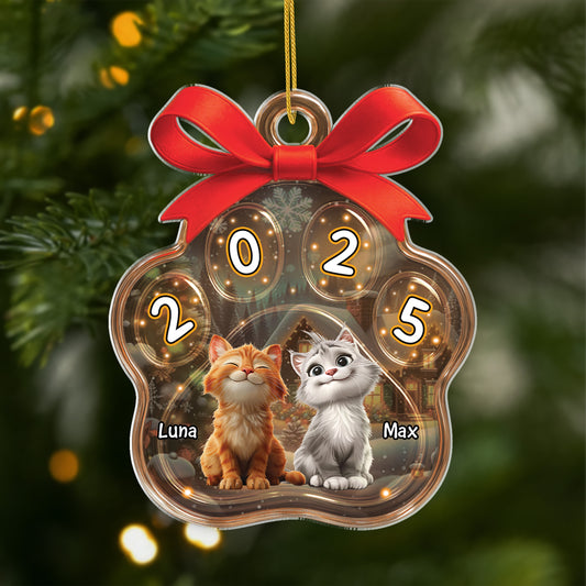 5613OUK1 custom xmas gifts for cat lovers acrylic paw print ornament_ 5613O3LMD