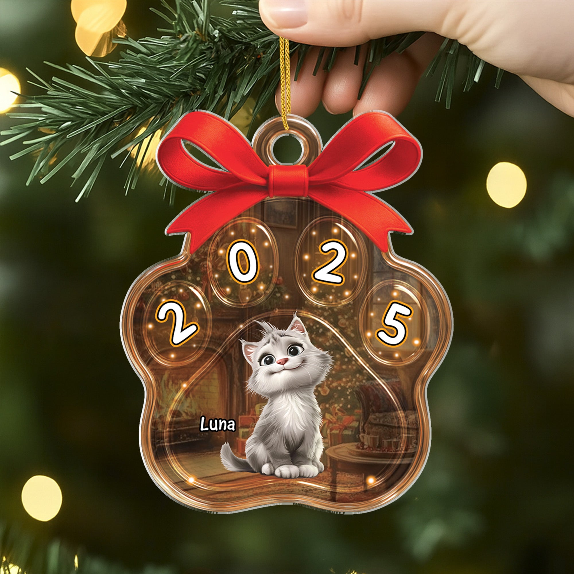 5613OUK2 custom xmas gifts for cat lovers acrylic paw print ornament_ 5613O3LMD